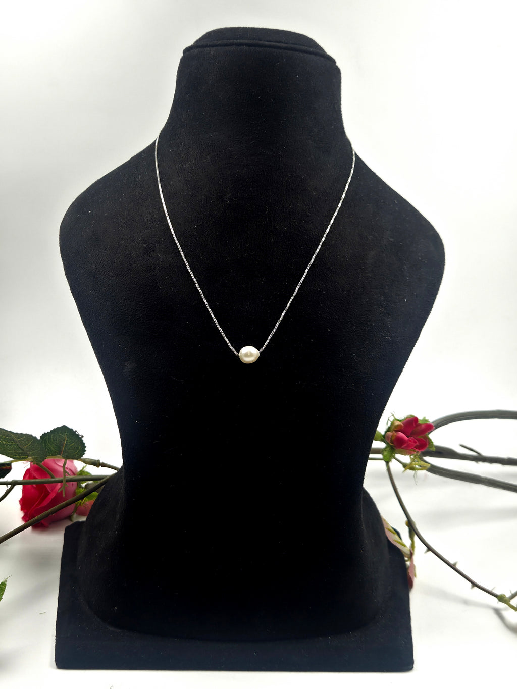 Sterling Silver Chain with Single Freshwater Pearl