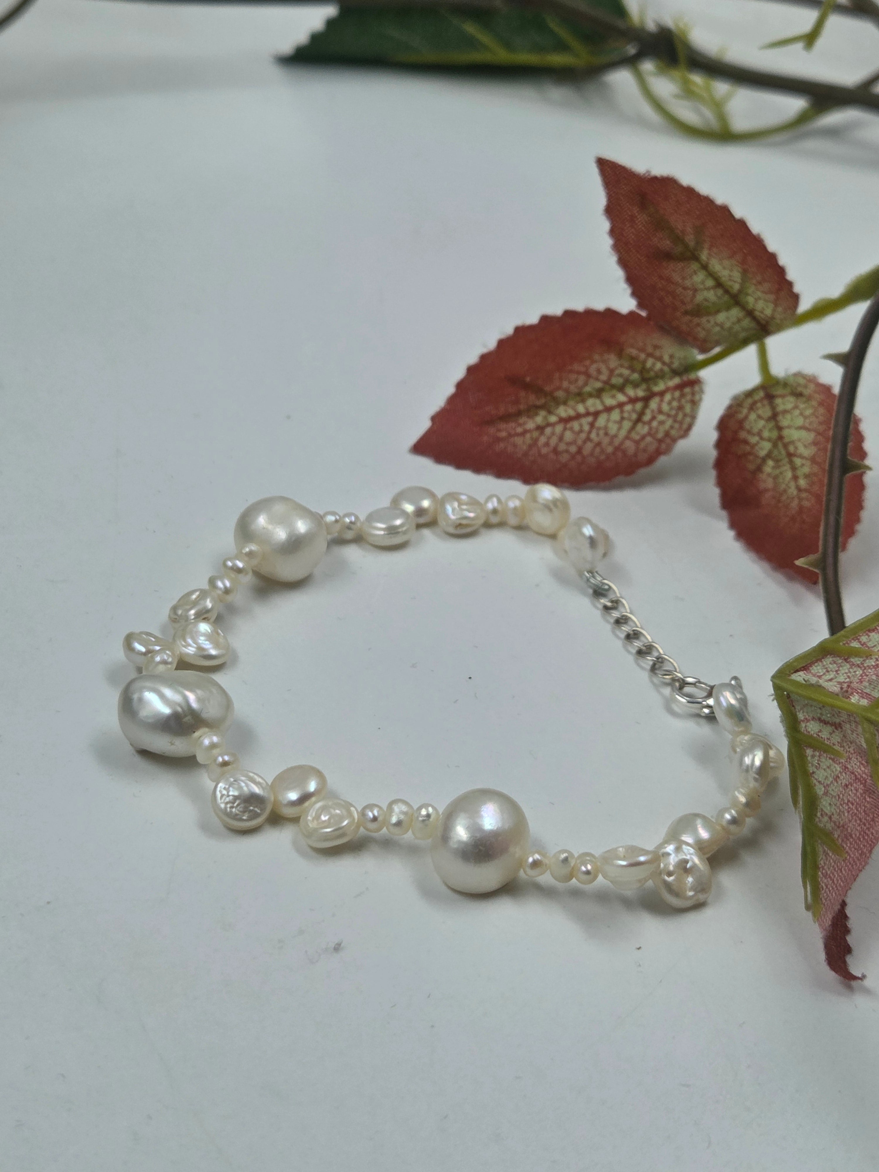 Asymmetric Freshwater Pearl Bracelet in Sterling Silver
