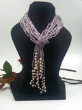 6-Strand Amethyst Scarf Necklace with Freshwater Pearls