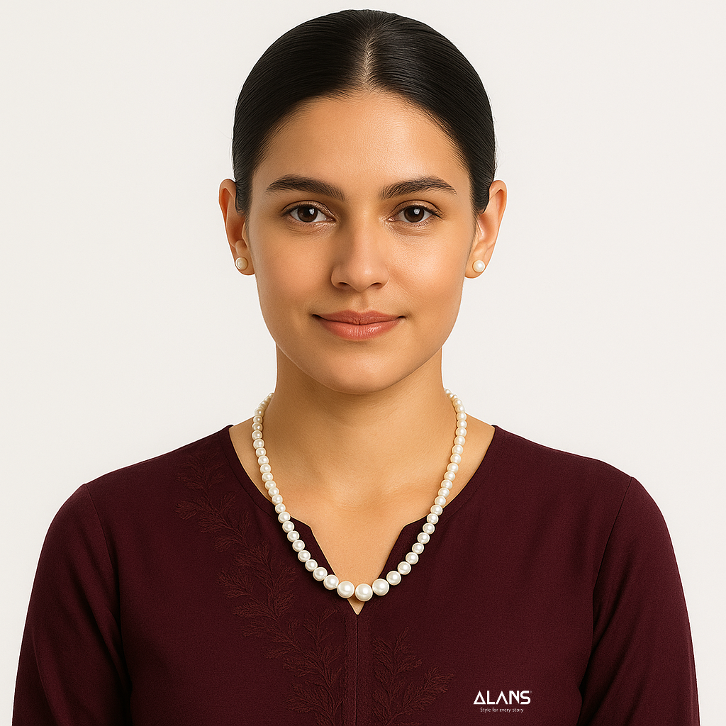 Freshwater Pearl Necklace with 925 Sterling Silver Lock