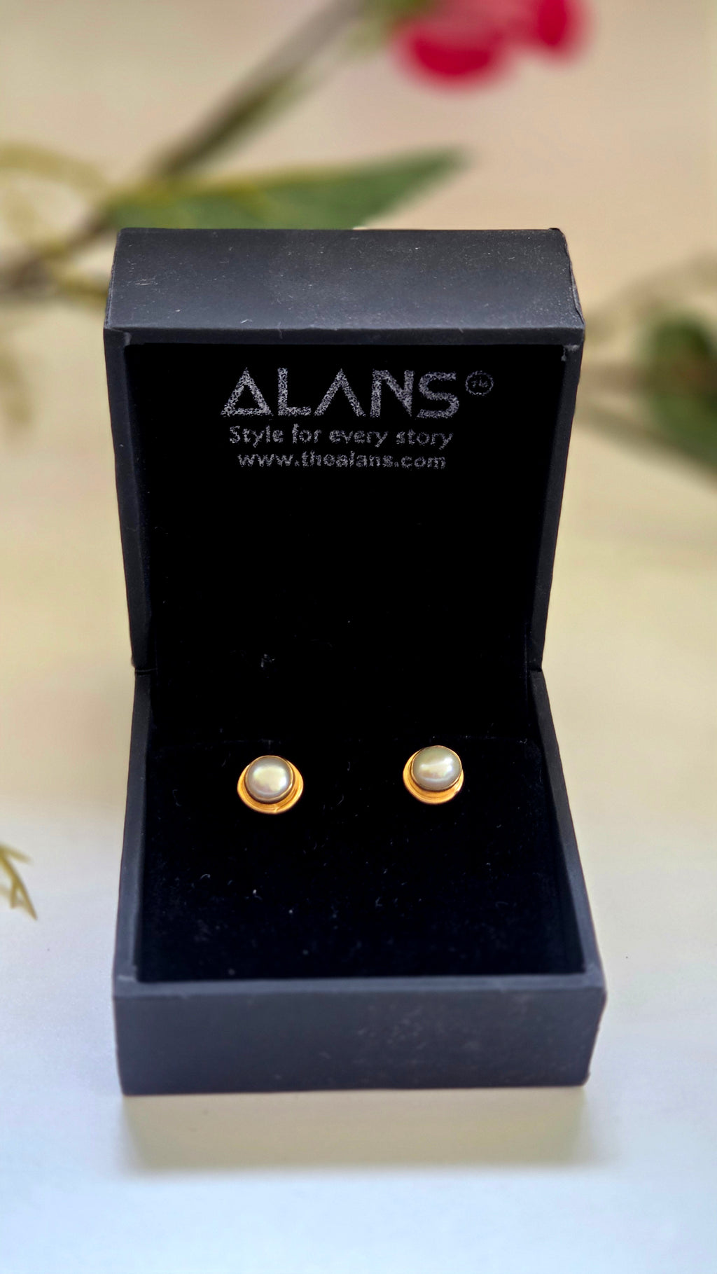 Classic Freshwater Pearl Stud Earrings in Golden Tone Sterling Silver