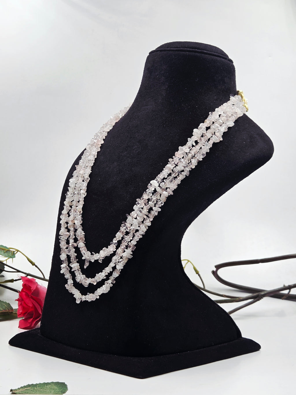 3-Line Rose Quartz Necklace – Sarafa Style