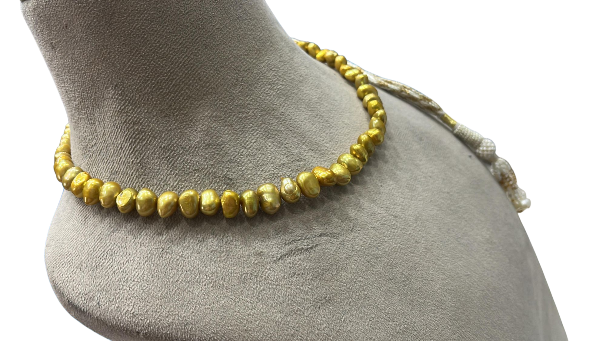 Freshwater Pearl Necklace in Golden Metallic Finish