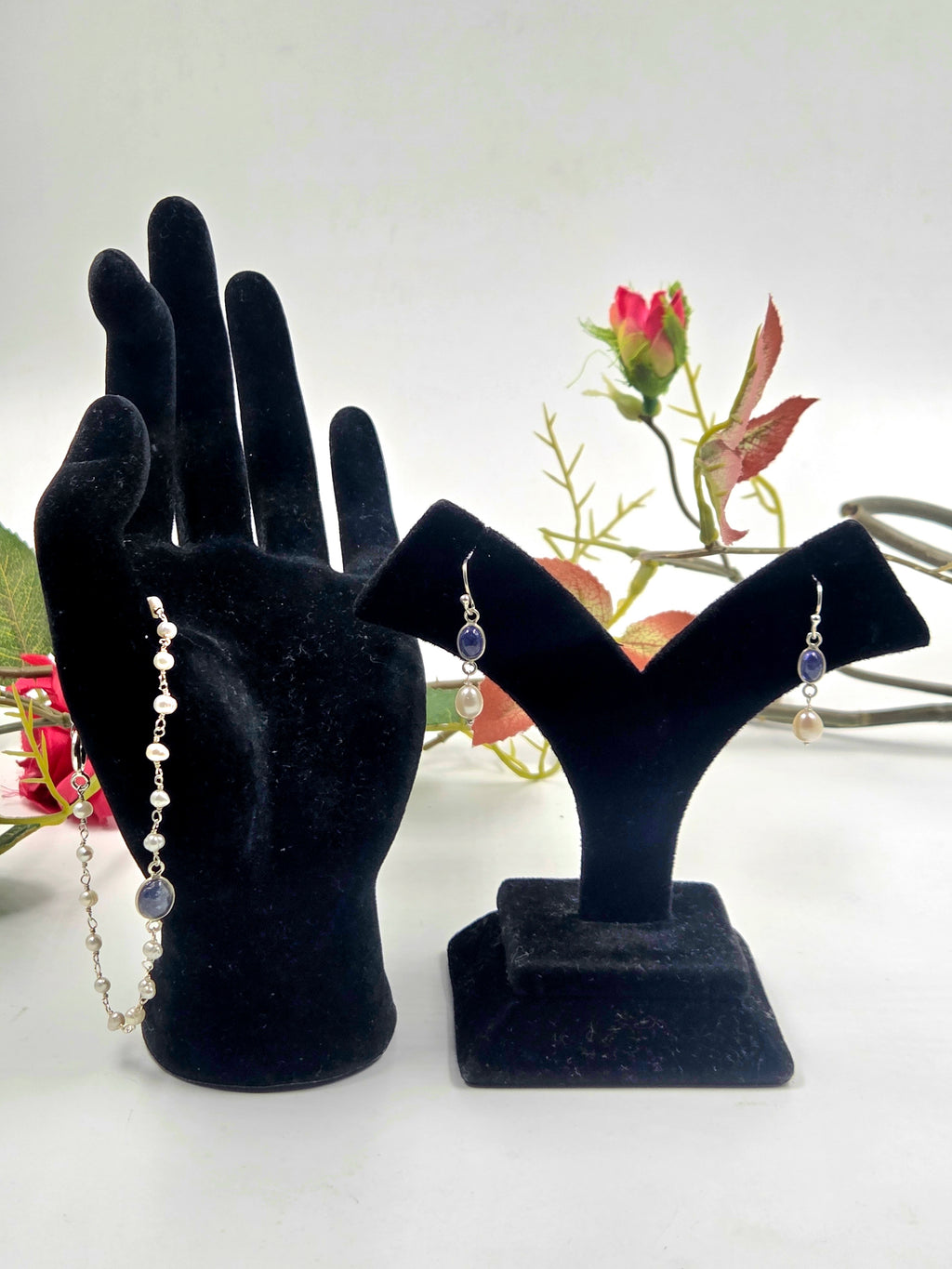 Tanzanite & Freshwater Pearl Bracelet & Earrings