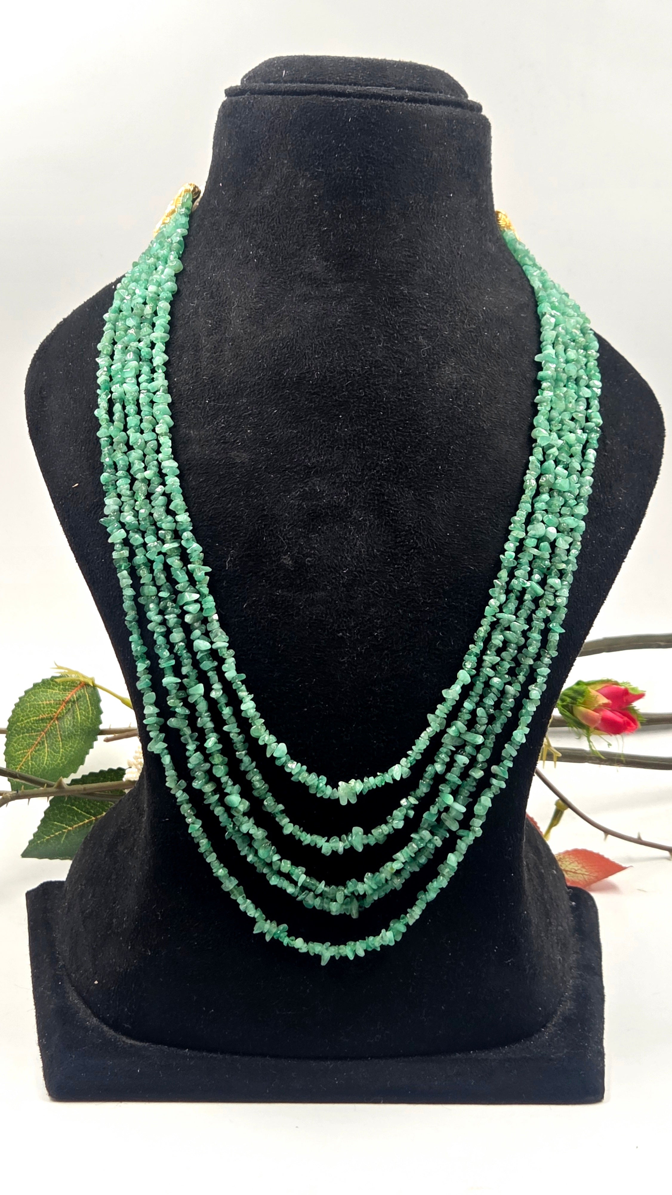 Natural Emerald 5-Layered Necklace