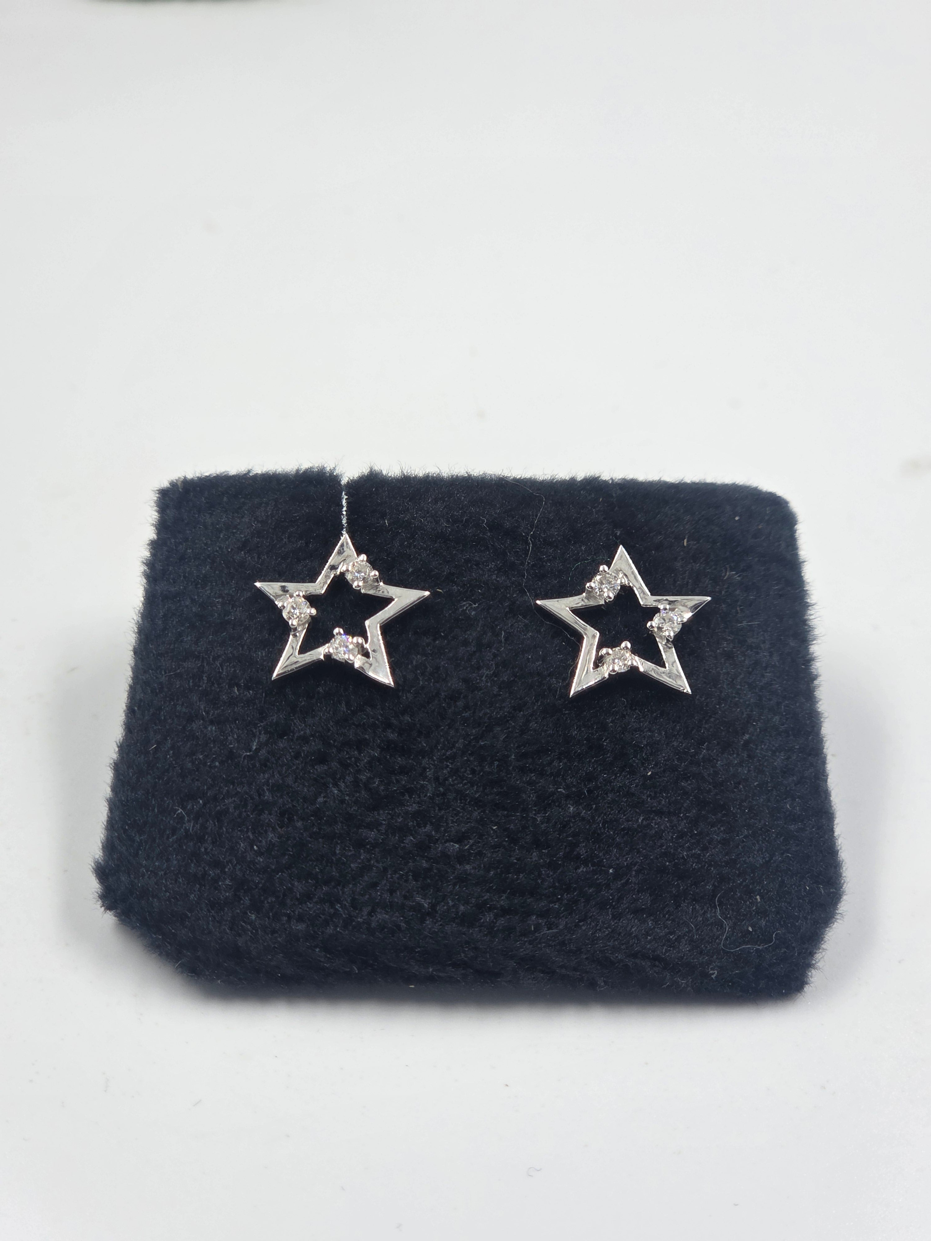 Star-Shaped Earrings in 925 Sterling Silver with Lab-Grown Diamonds – With Certificate