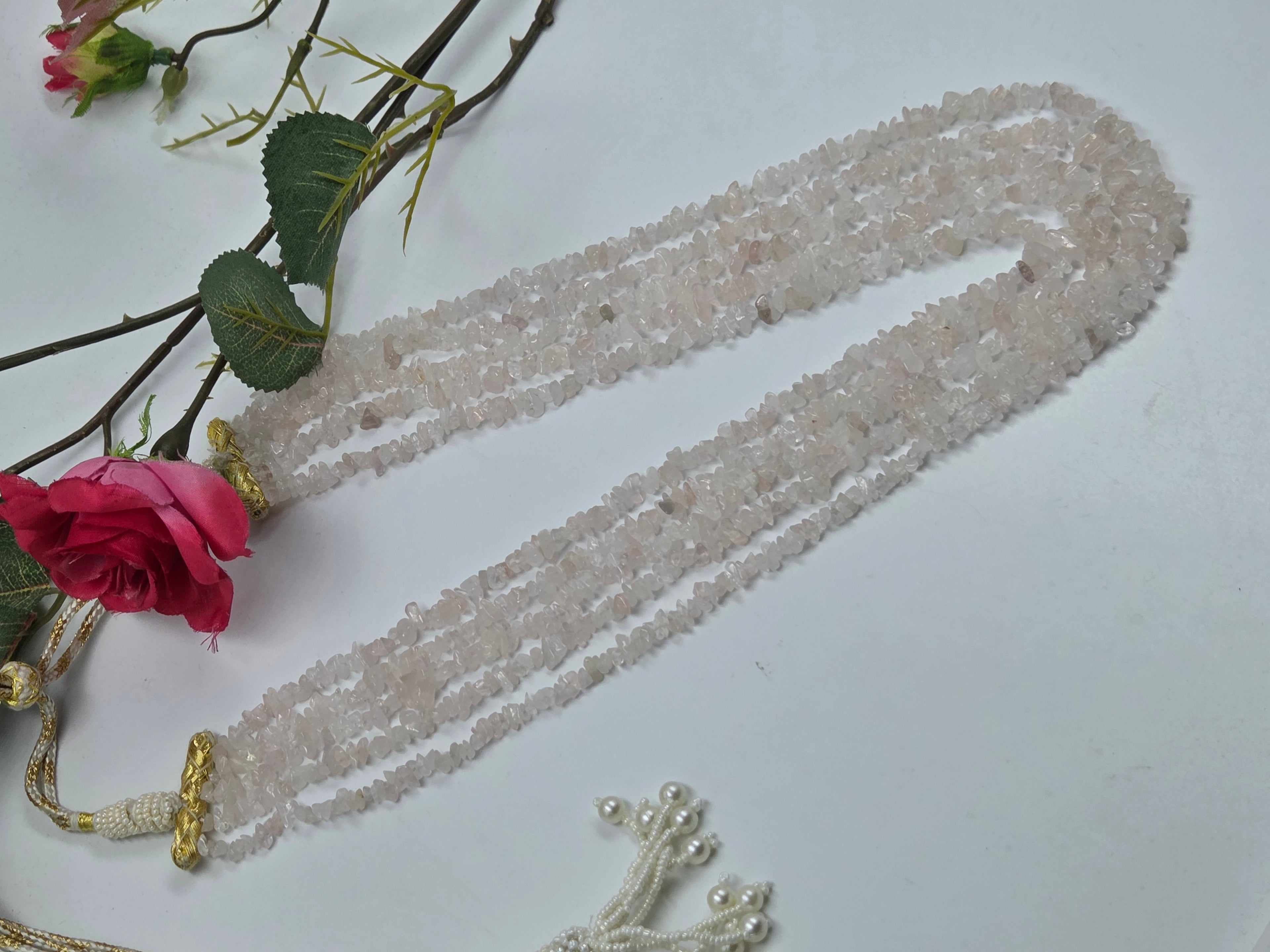 5-Line Rose Quartz Necklace – Sarafa Style