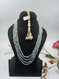 4-Line Aquamarine Sarafa Style Necklace