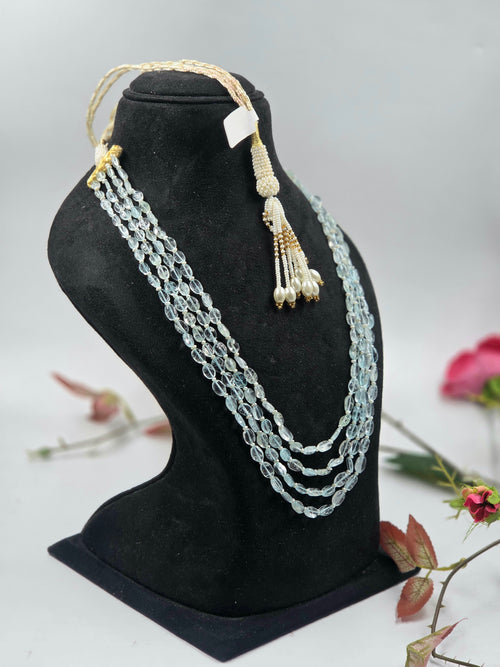 4-Line Aquamarine Sarafa Style Necklace