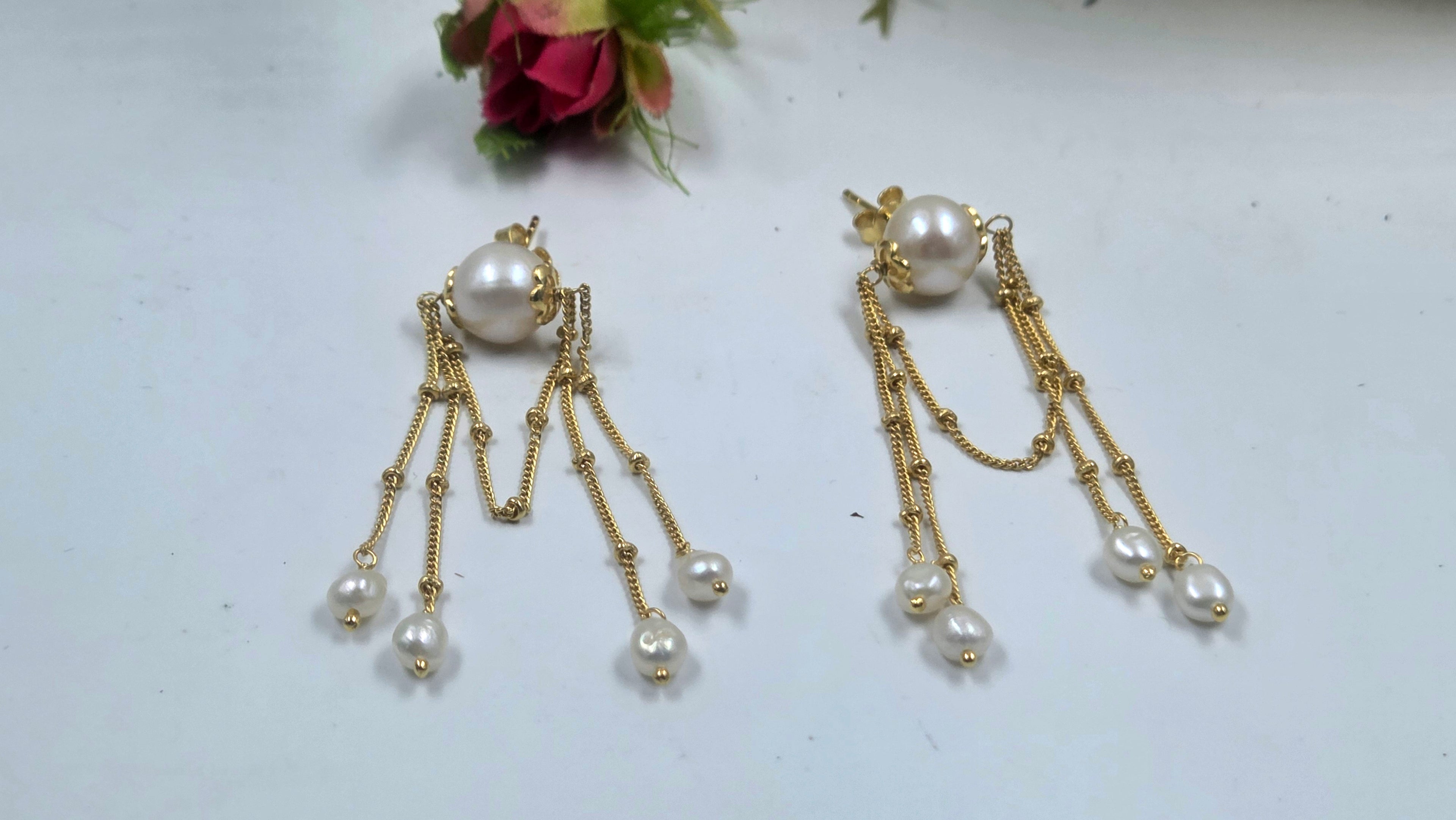 Freshwater Pearl Tassel Earrings in 92.5 Sterling Silver