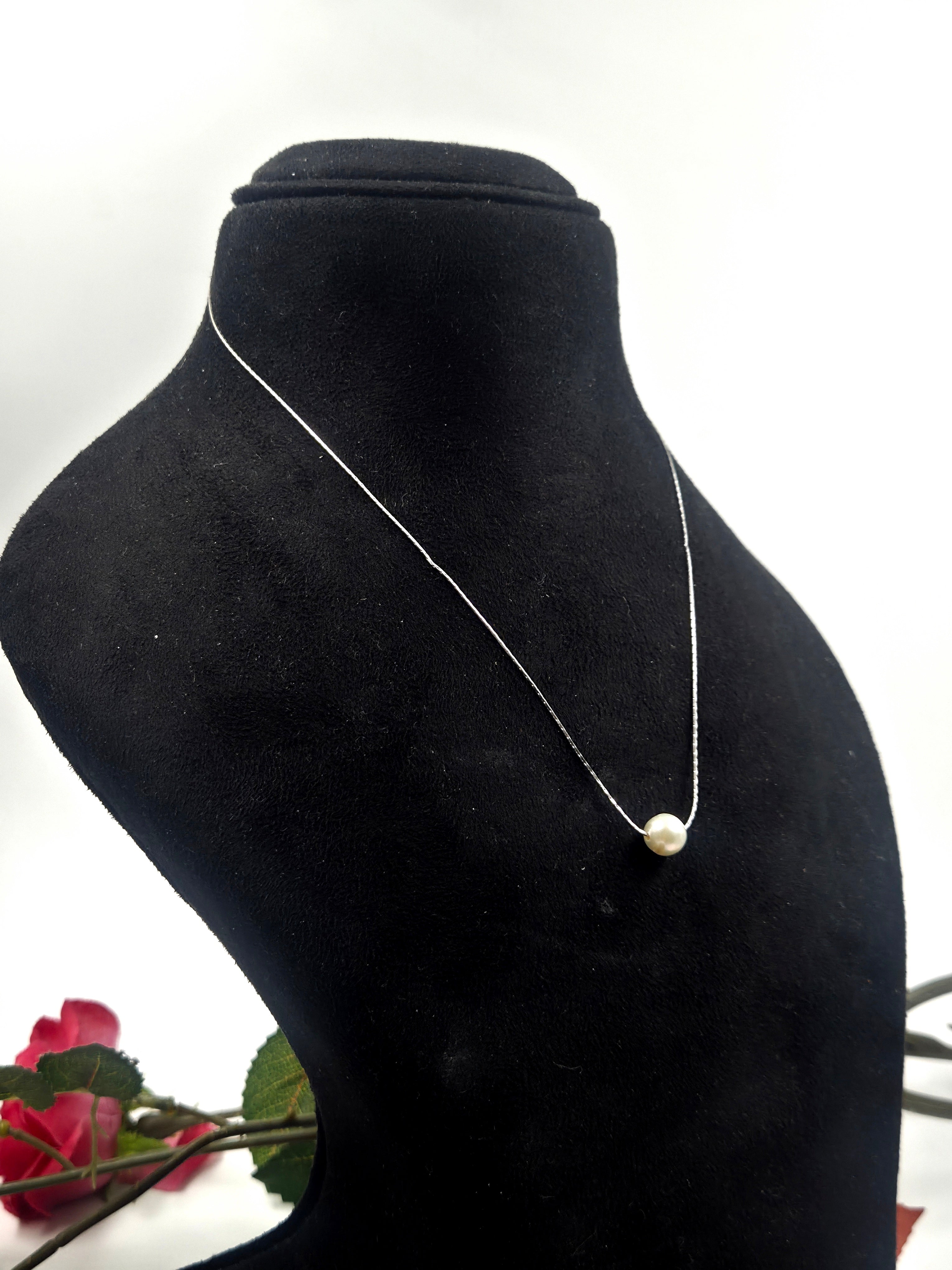 Sterling Silver Necklace with Single Freshwater Pearl