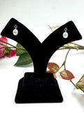 Natural Emerald & Freshwater Pearl Sterling Silver Earrings