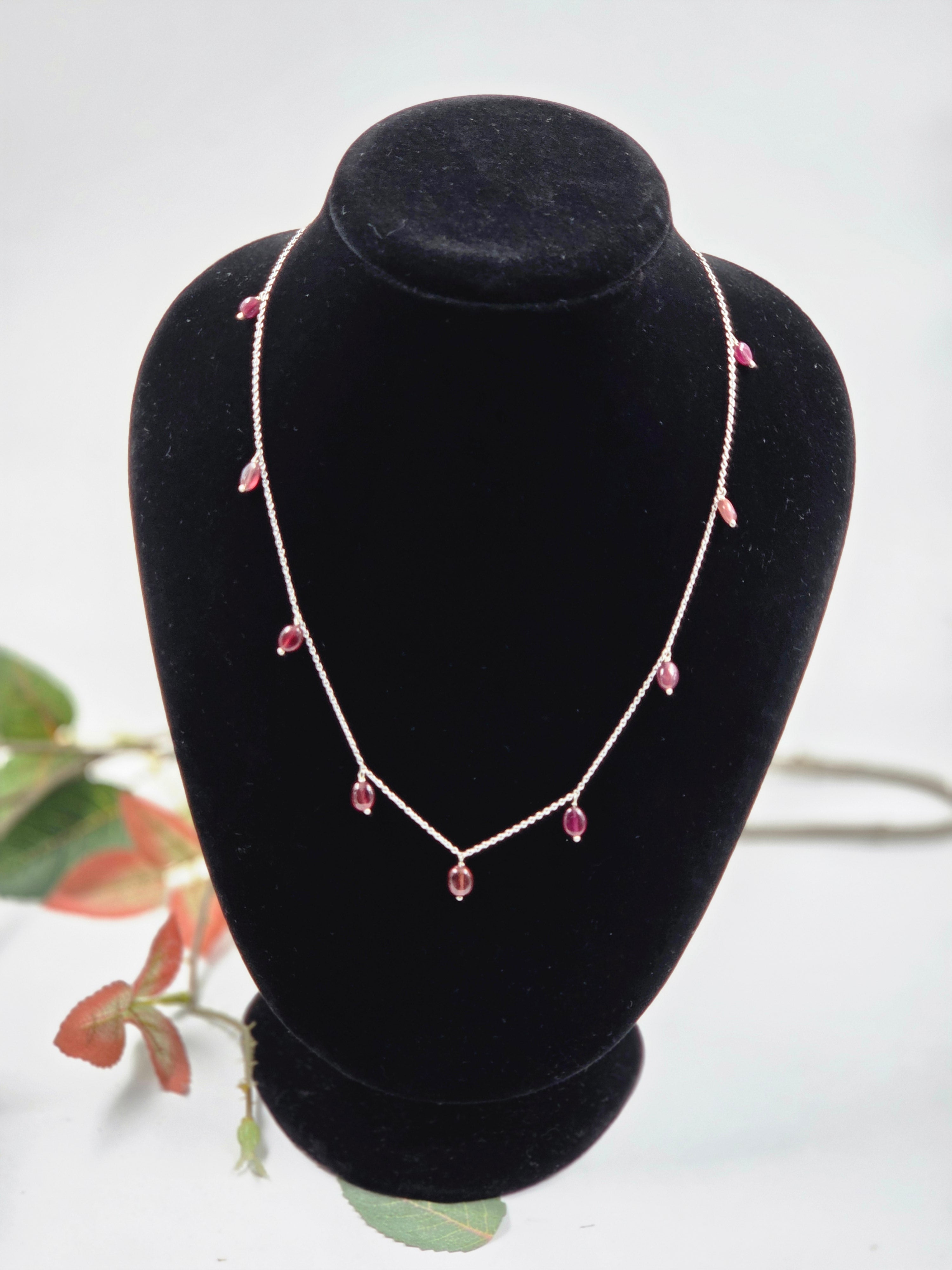 GF Ruby Drop Necklace in Sterling Silver