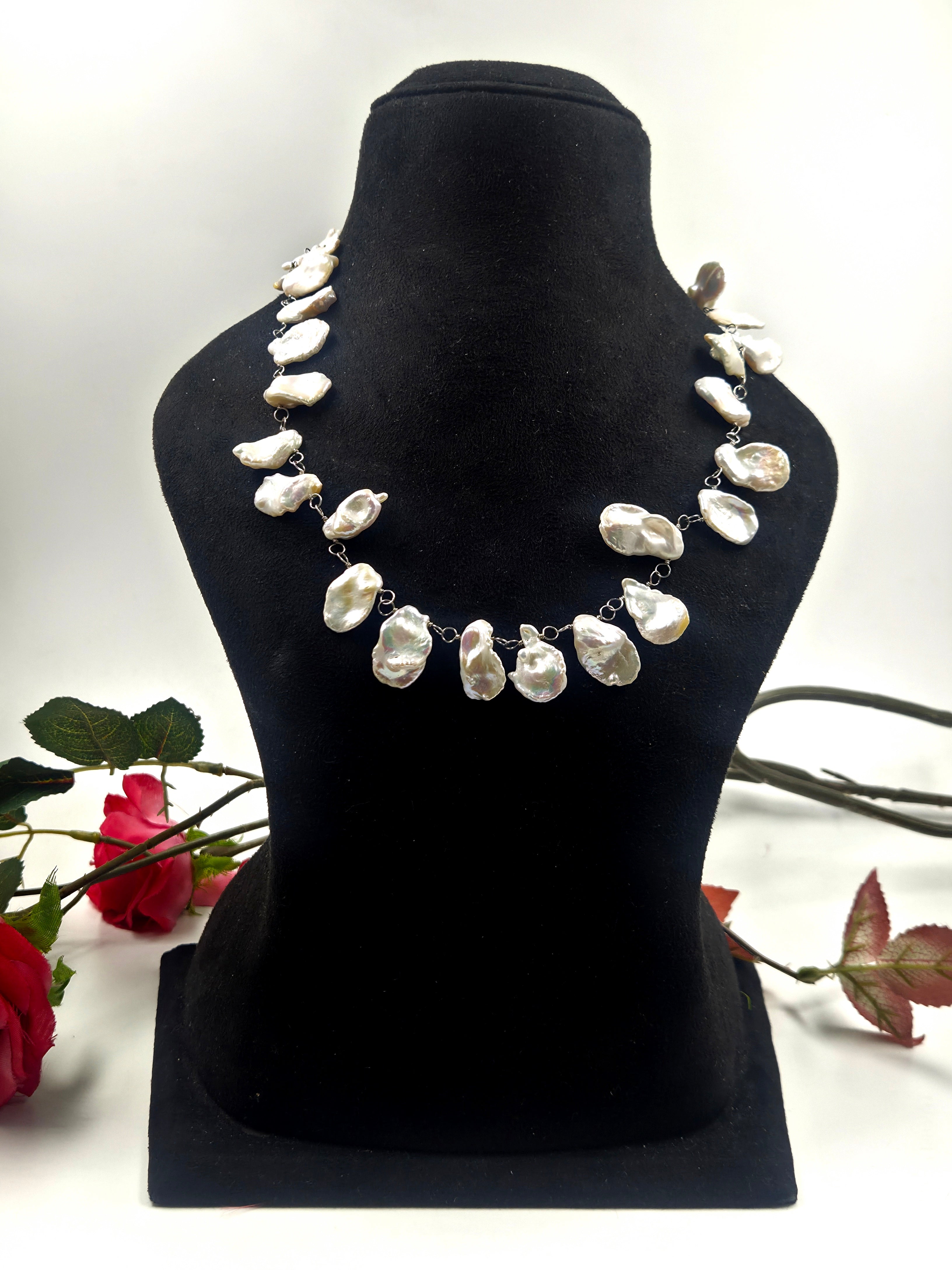 Baroque Freshwater Pearl Necklace in Sterling Silver