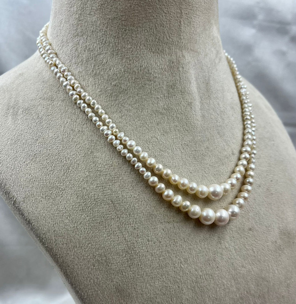 Graduated Glow Pearl Necklace - Sterling Silver Lock