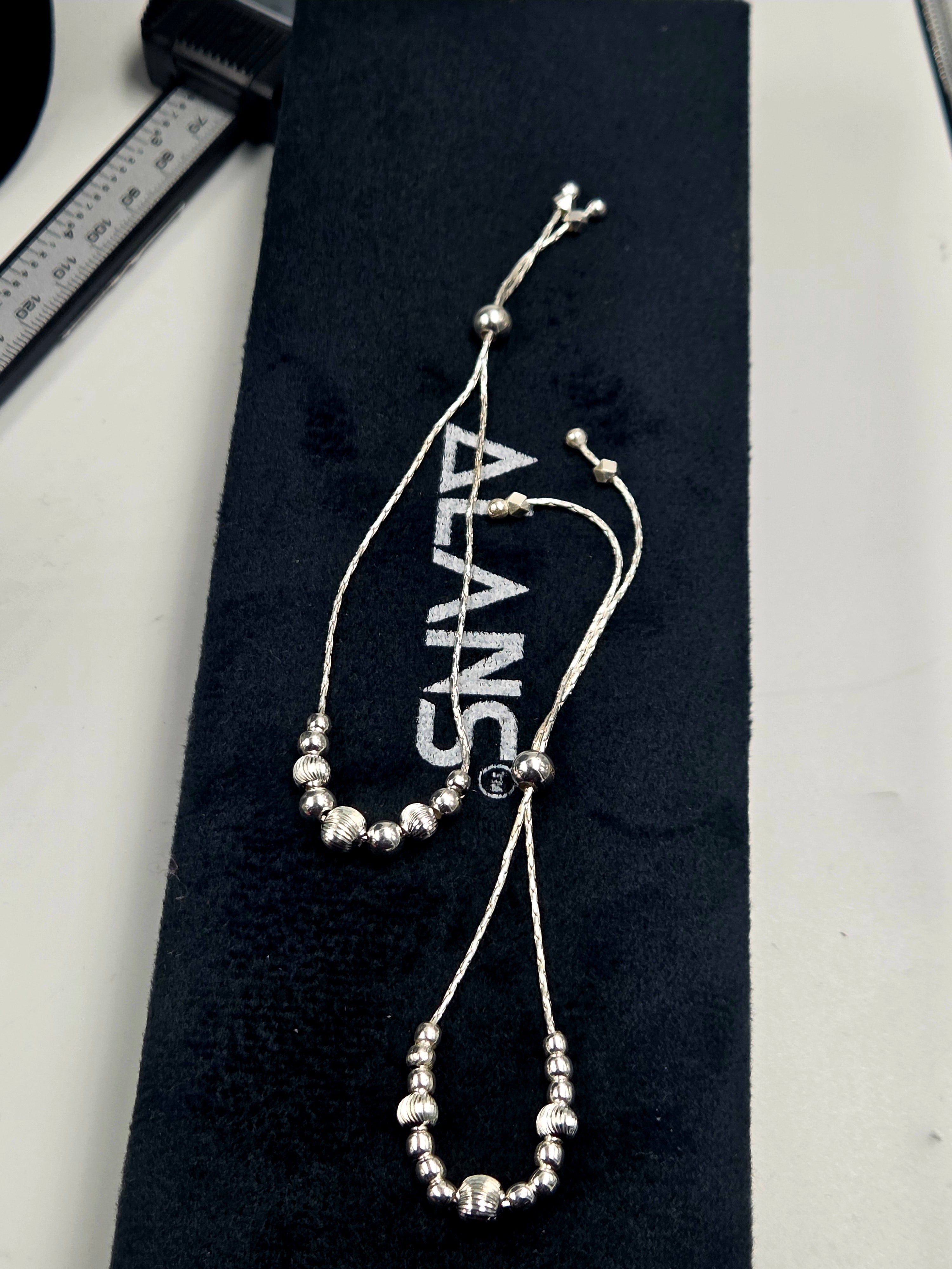 925 Sterling Silver Anklet Pair – Adjustable | 8.91g