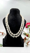 Rose Quartz & Freshwater Pearl Sarafa Style Dual-Line Necklace