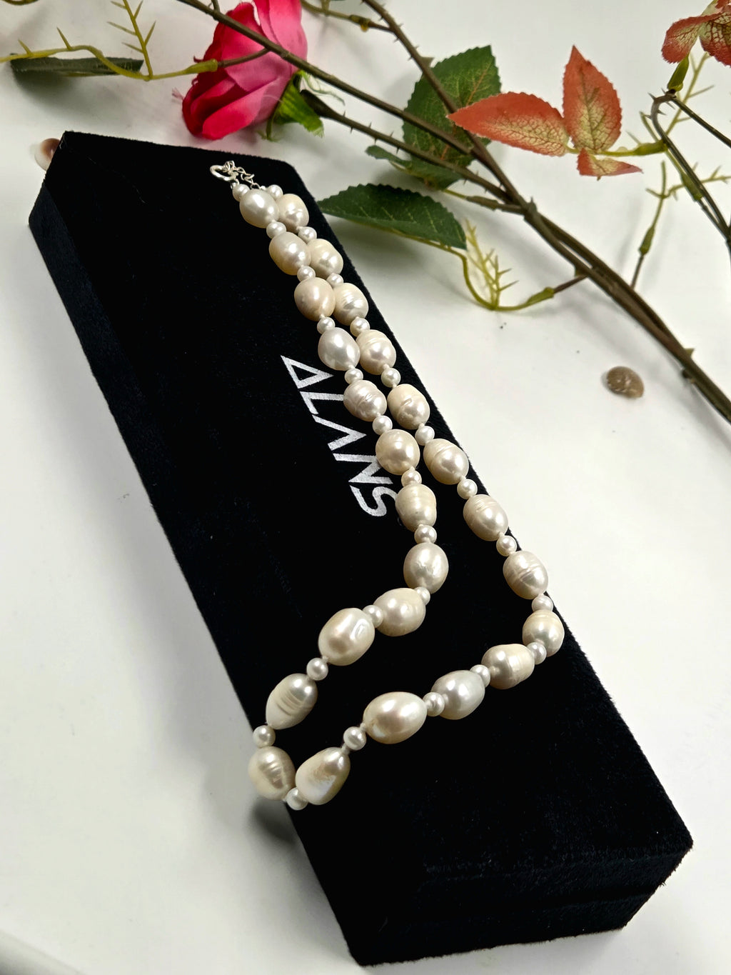 Alternating Oval and Round Freshwater Pearl Strand
