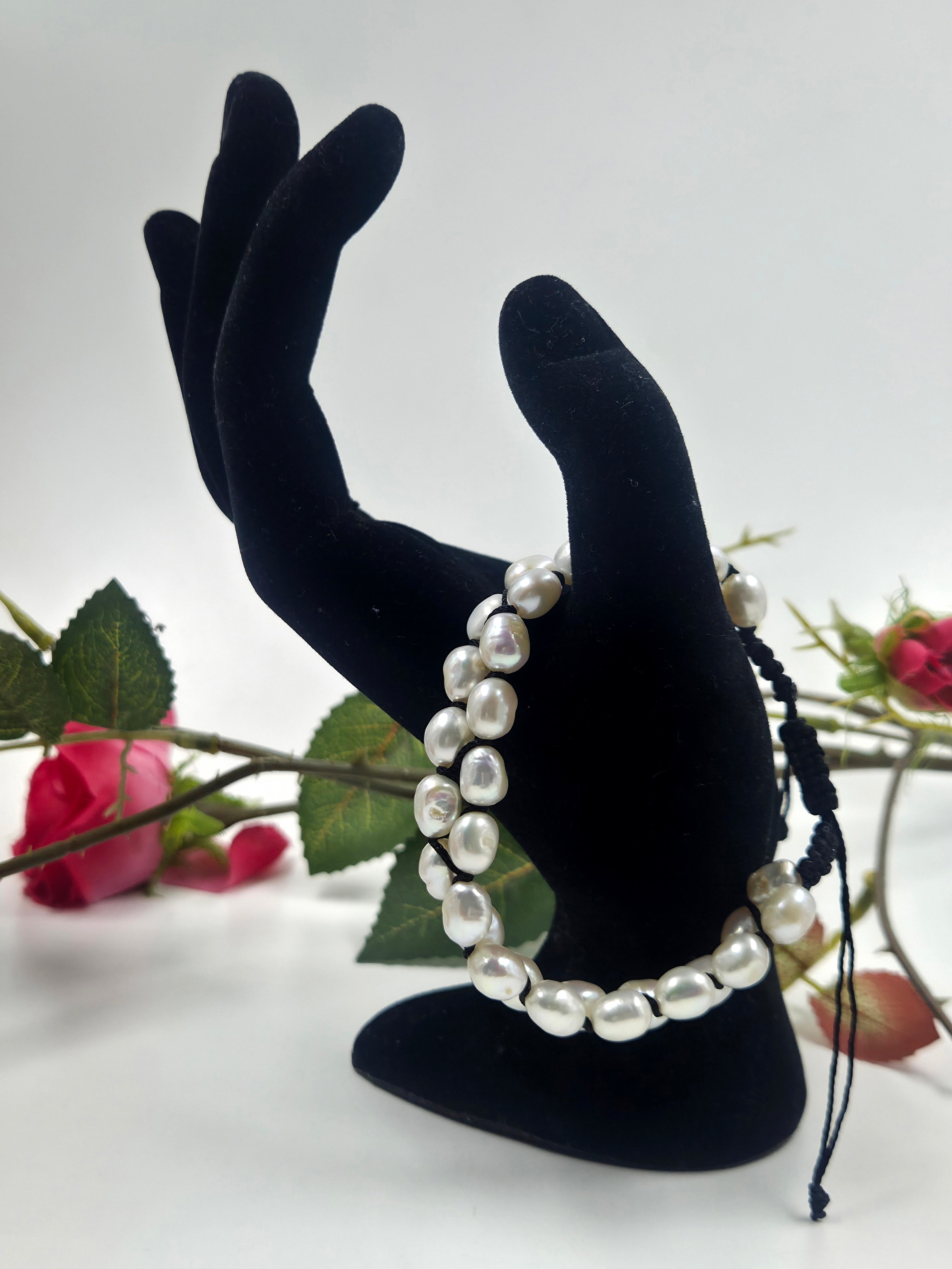 Double-Row Freshwater Pearl Macramé Bracelet