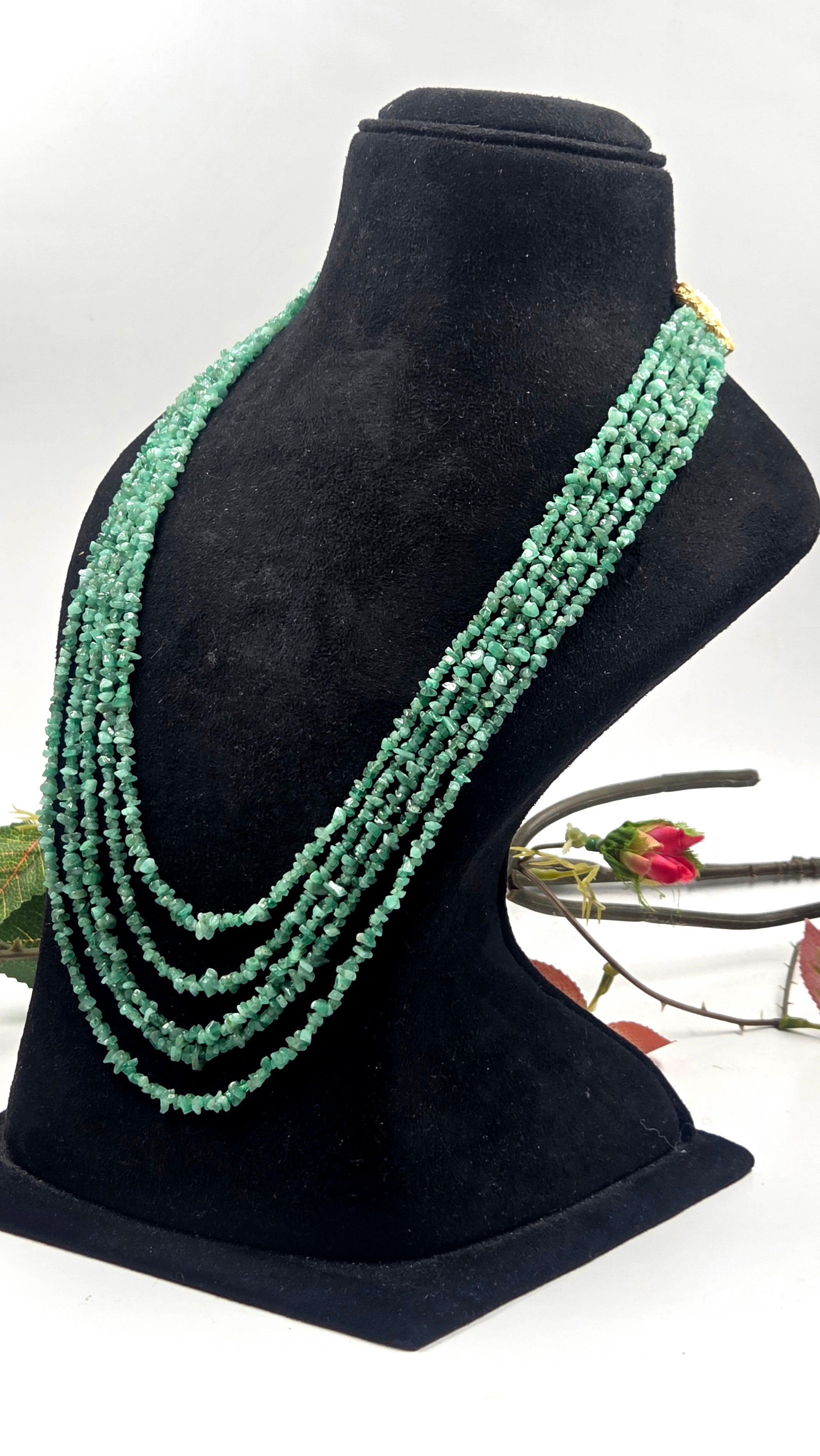 Natural Emerald 5-Layered Necklace