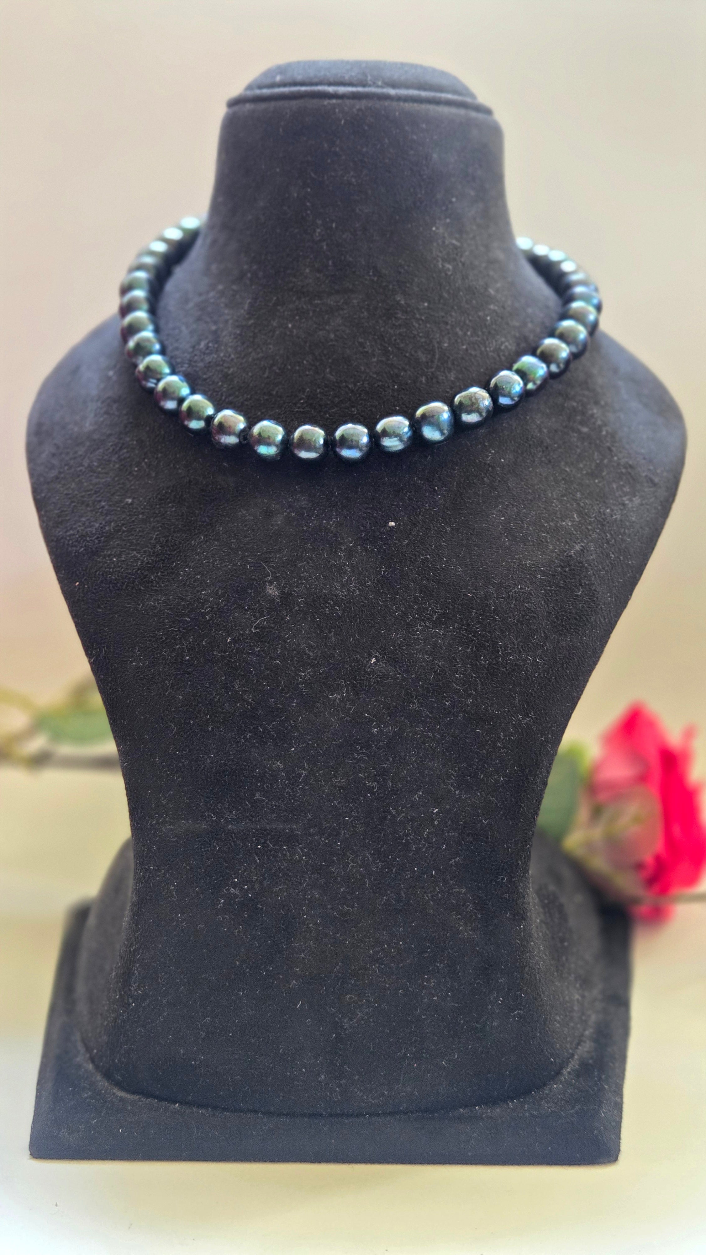 Peacock Freshwater Pearl Necklace with Sterling Silver Lock