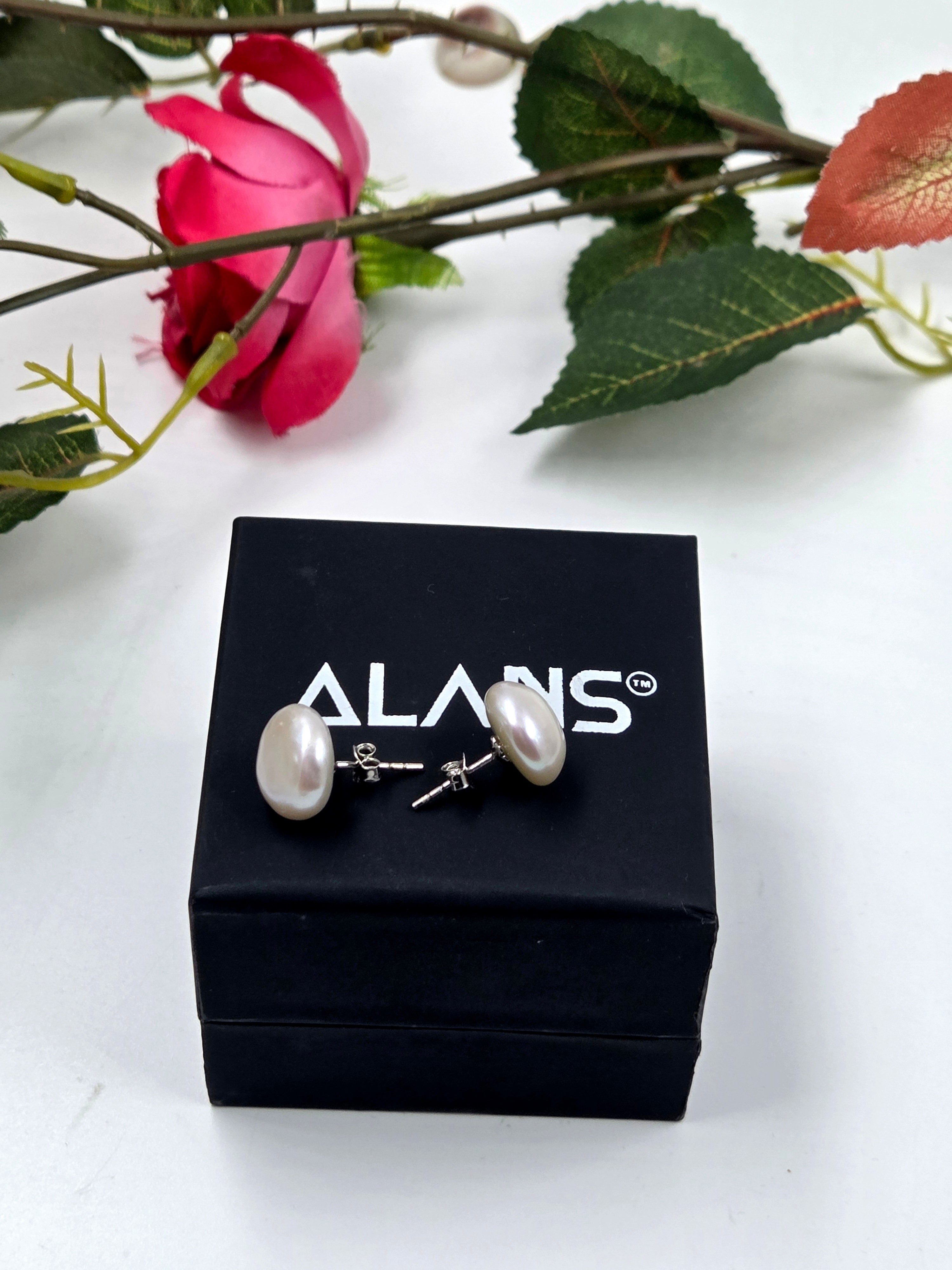 Coin Glow Freshwater Pearl Sterling Silver Studs