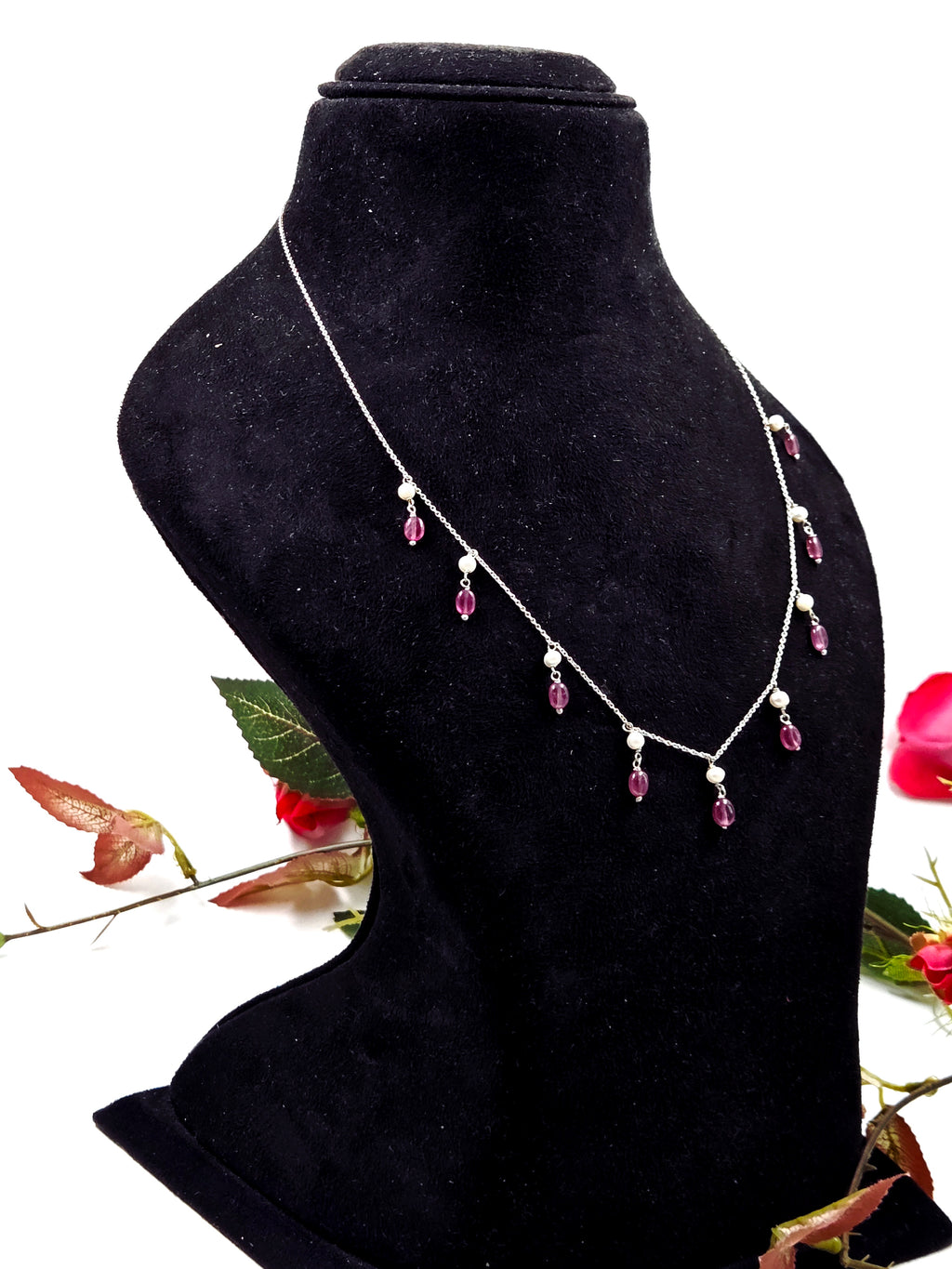 GF Ruby Solitaire Necklace in Sterling Silver