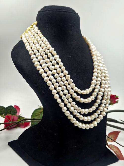 5-Line High-Quality Freshwater Pearl Necklace – Sarafa Style