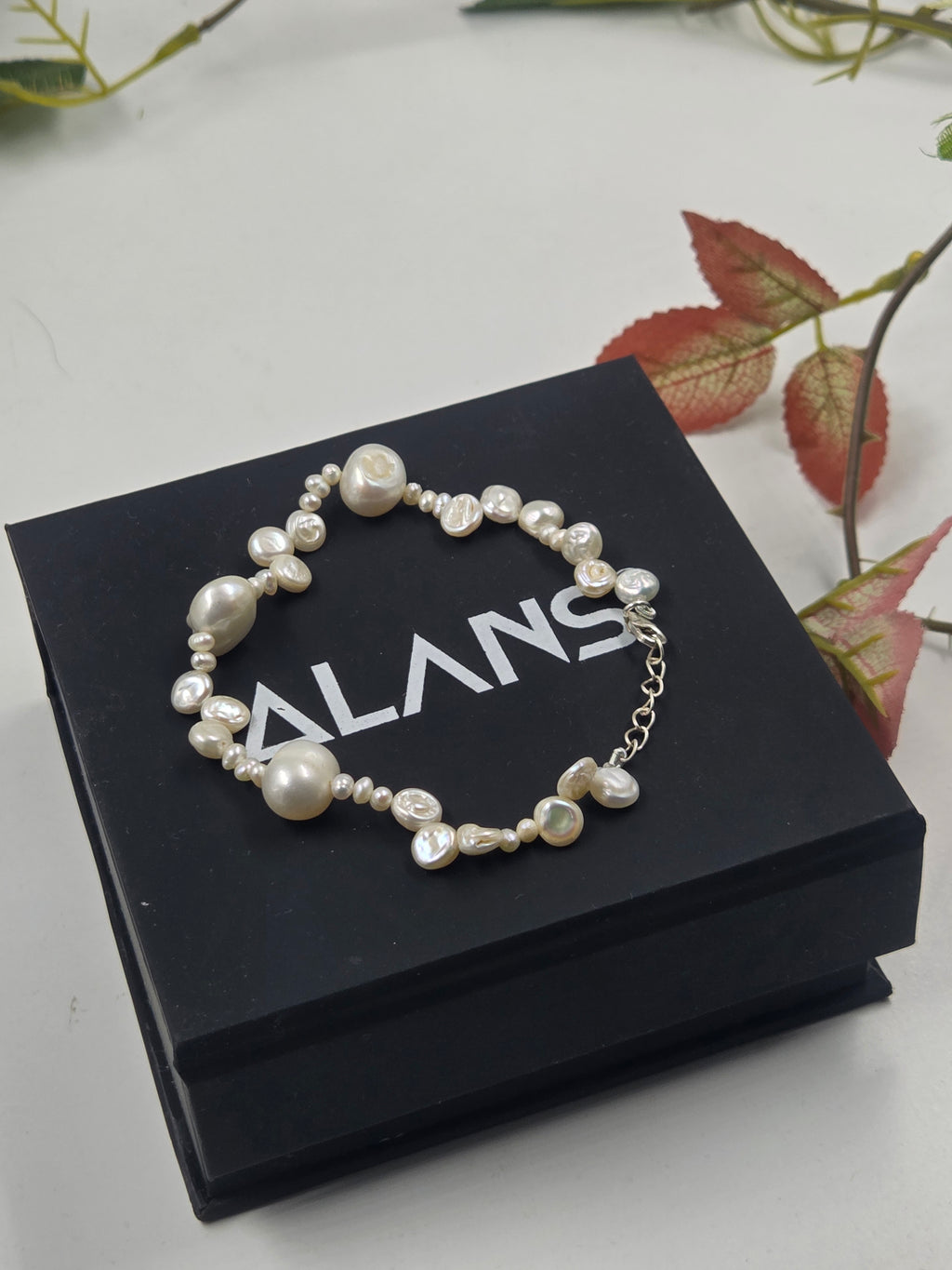 Asymmetric Freshwater Pearl Bracelet in Sterling Silver