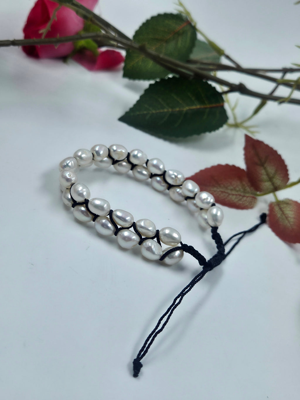 Double-Row Freshwater Pearl Macramé Bracelet