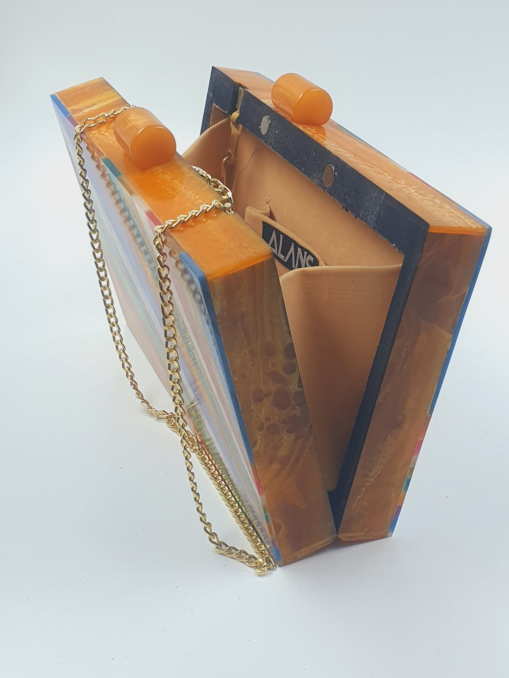 Resin Chip Wooden Clutch