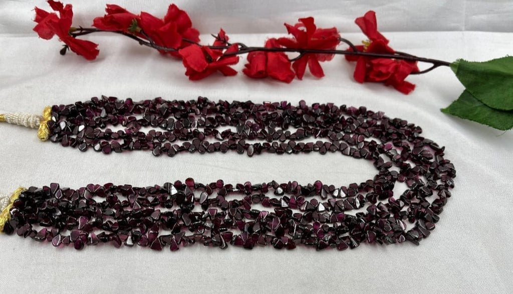 Real Garnet 5-Line Necklace – Sarafa Style