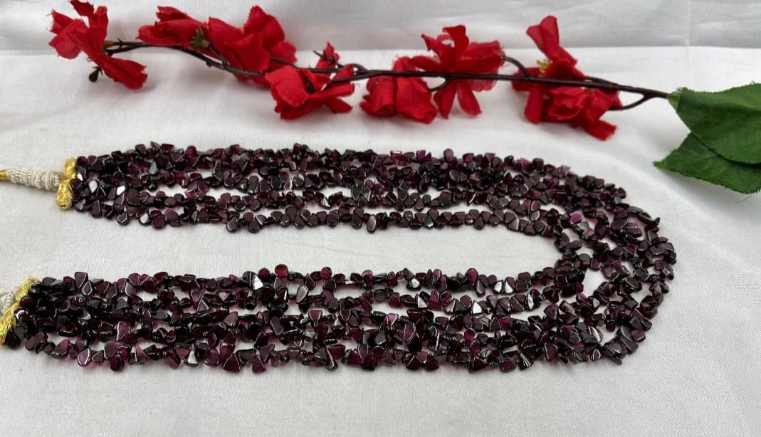 Real Garnet 5-Line Necklace – Sarafa Style