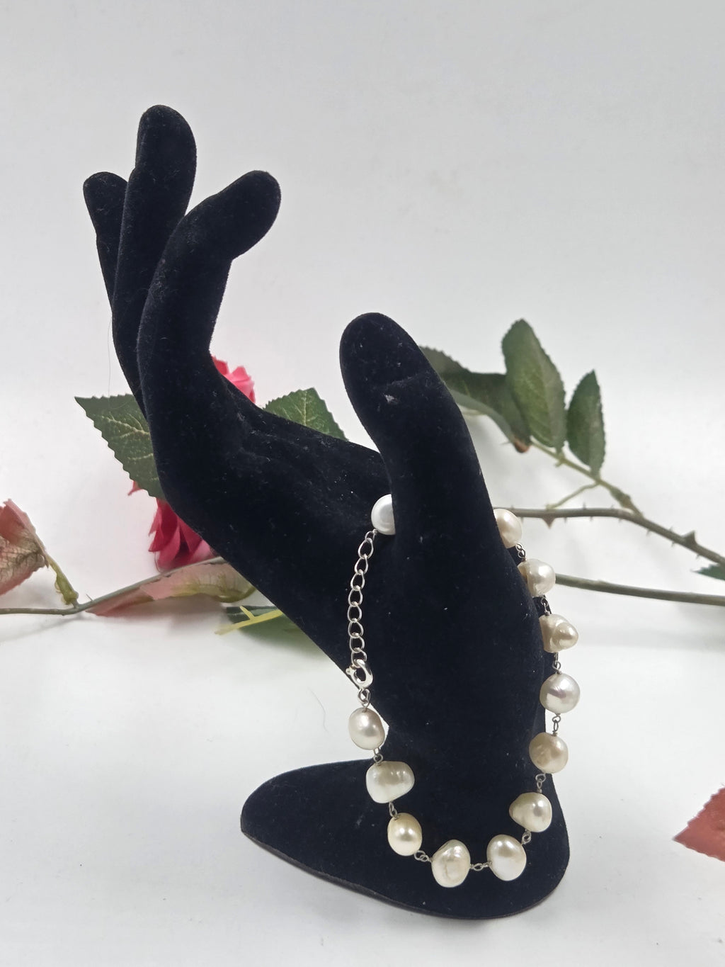 Asymmetric Freshwater Pearl Bracelet in Sterling Silver