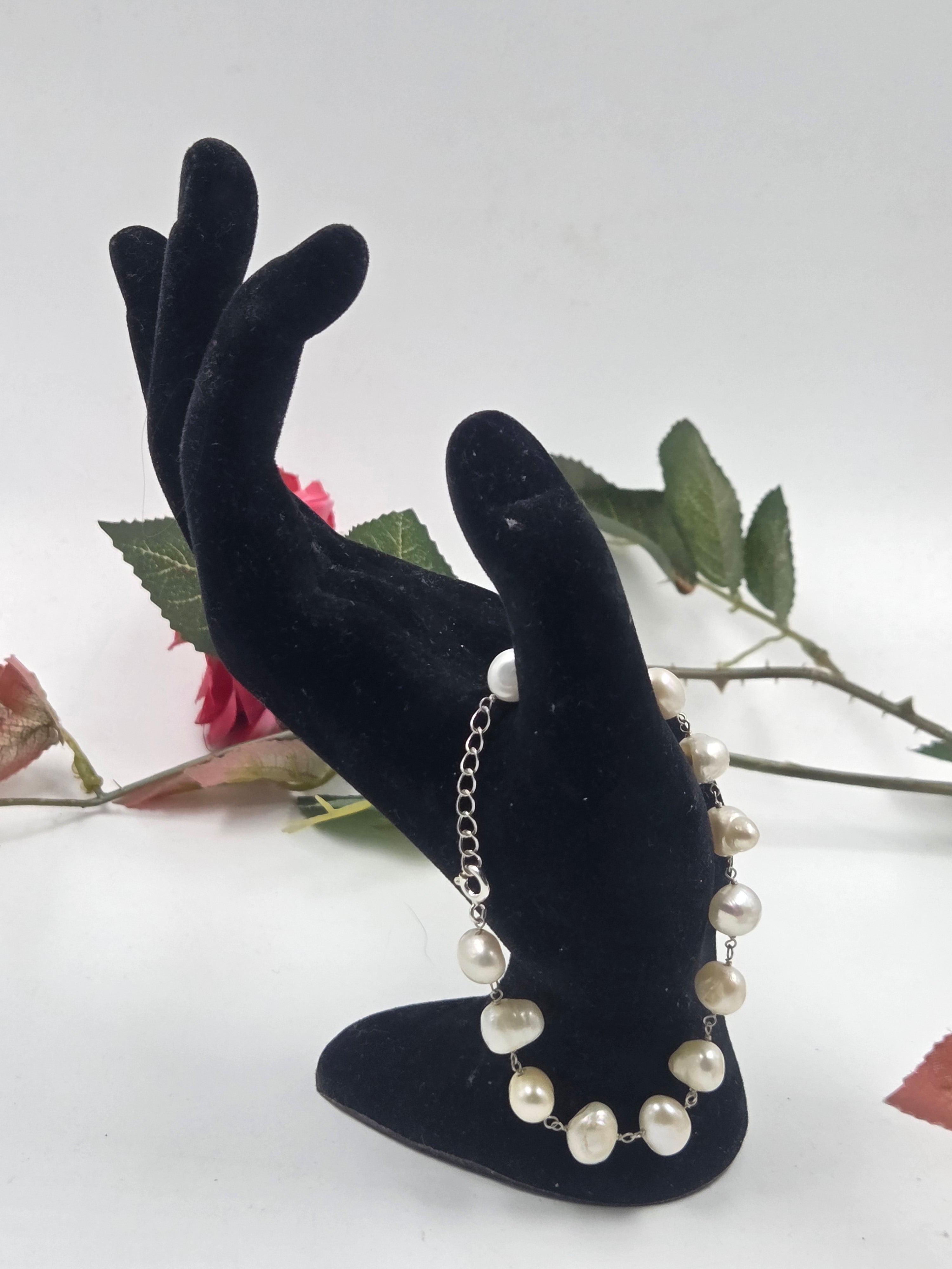 Asymmetric Freshwater Pearl Bracelet in Sterling Silver