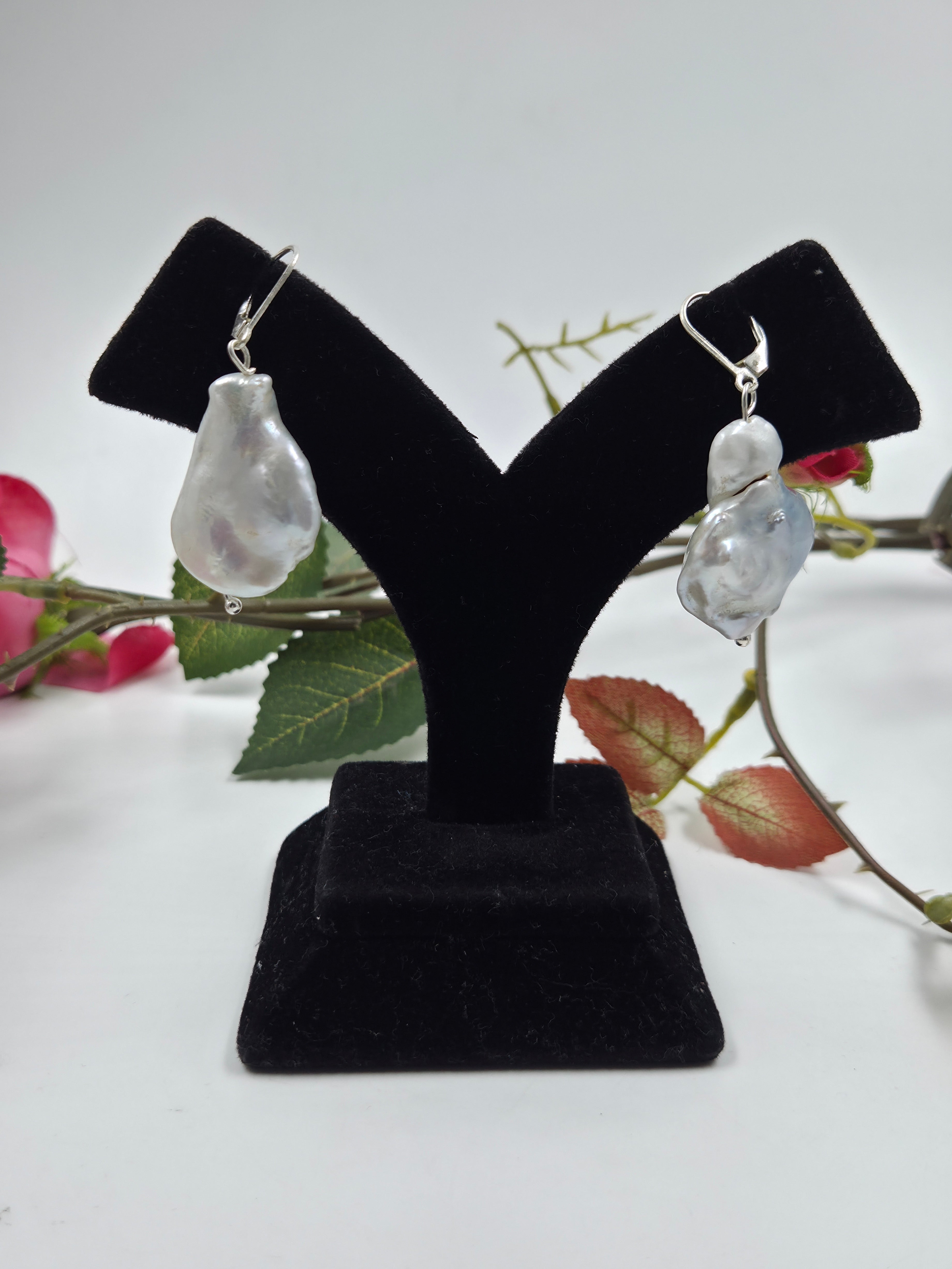 Baroque Pearl Drop Earrings – Sterling Silver