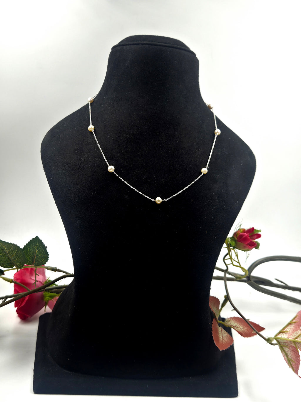 Freshwater Pearl Link Necklace in Sterling Silver