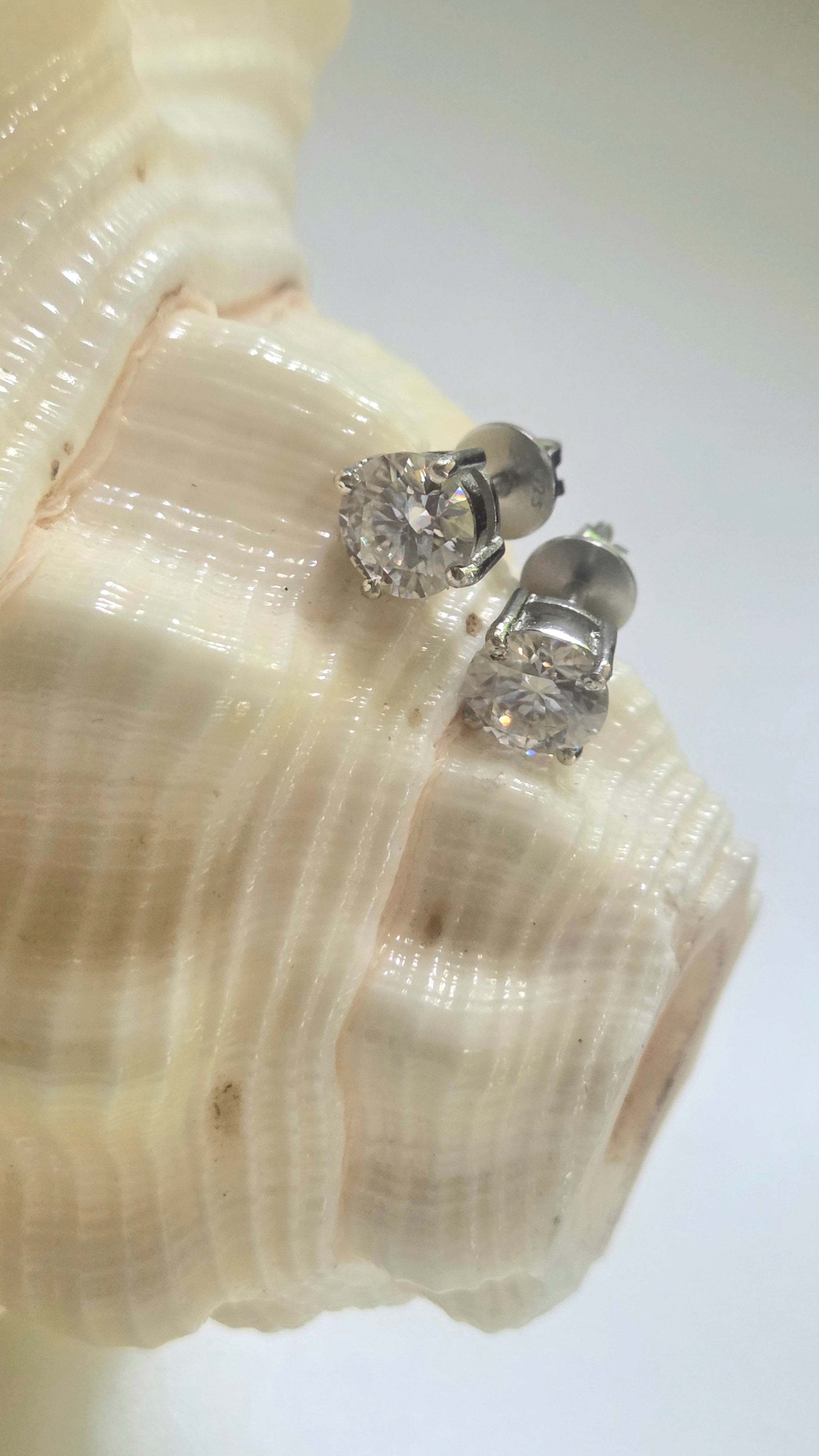 Moissanite Earrings in Sterling Silver with Certificate