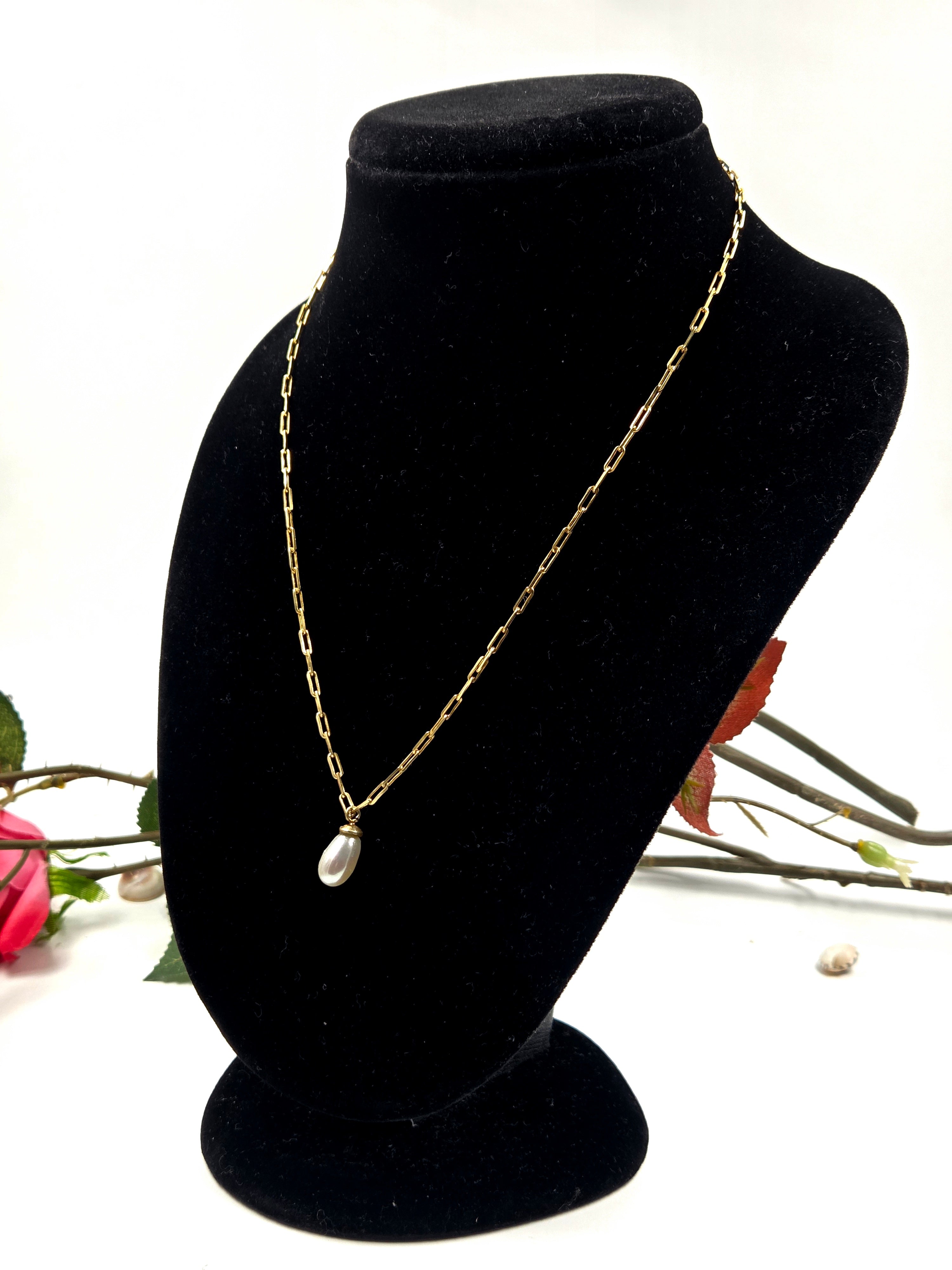 Pearl Drop Chain – Freshwater Pearl Necklace in Sterling Silver