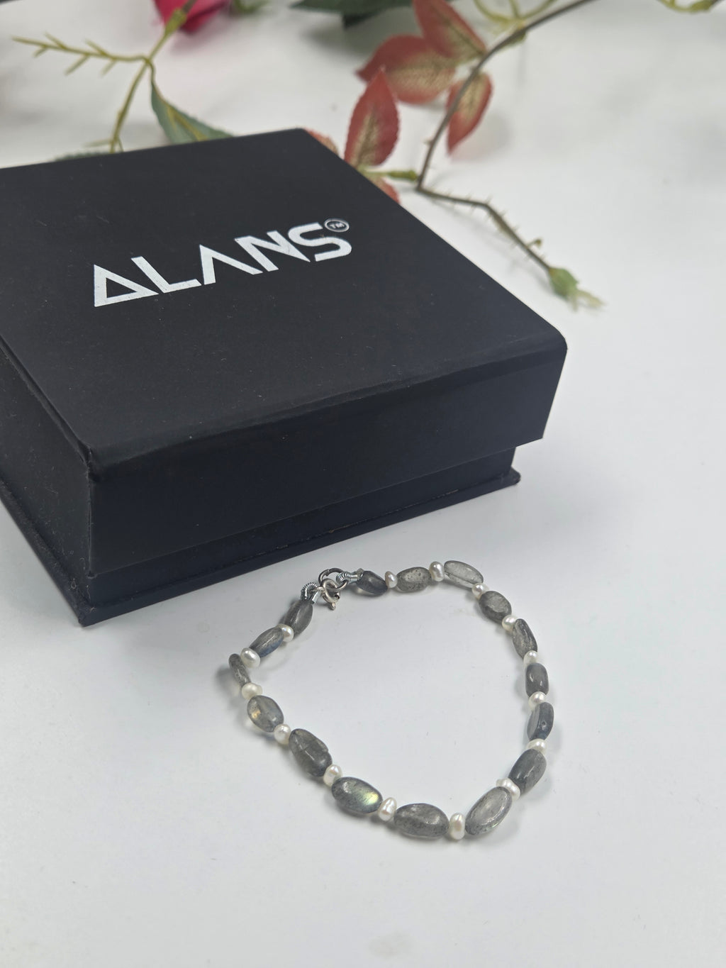 Labradorite & Freshwater Pearl Bracelet in Sterling Silver