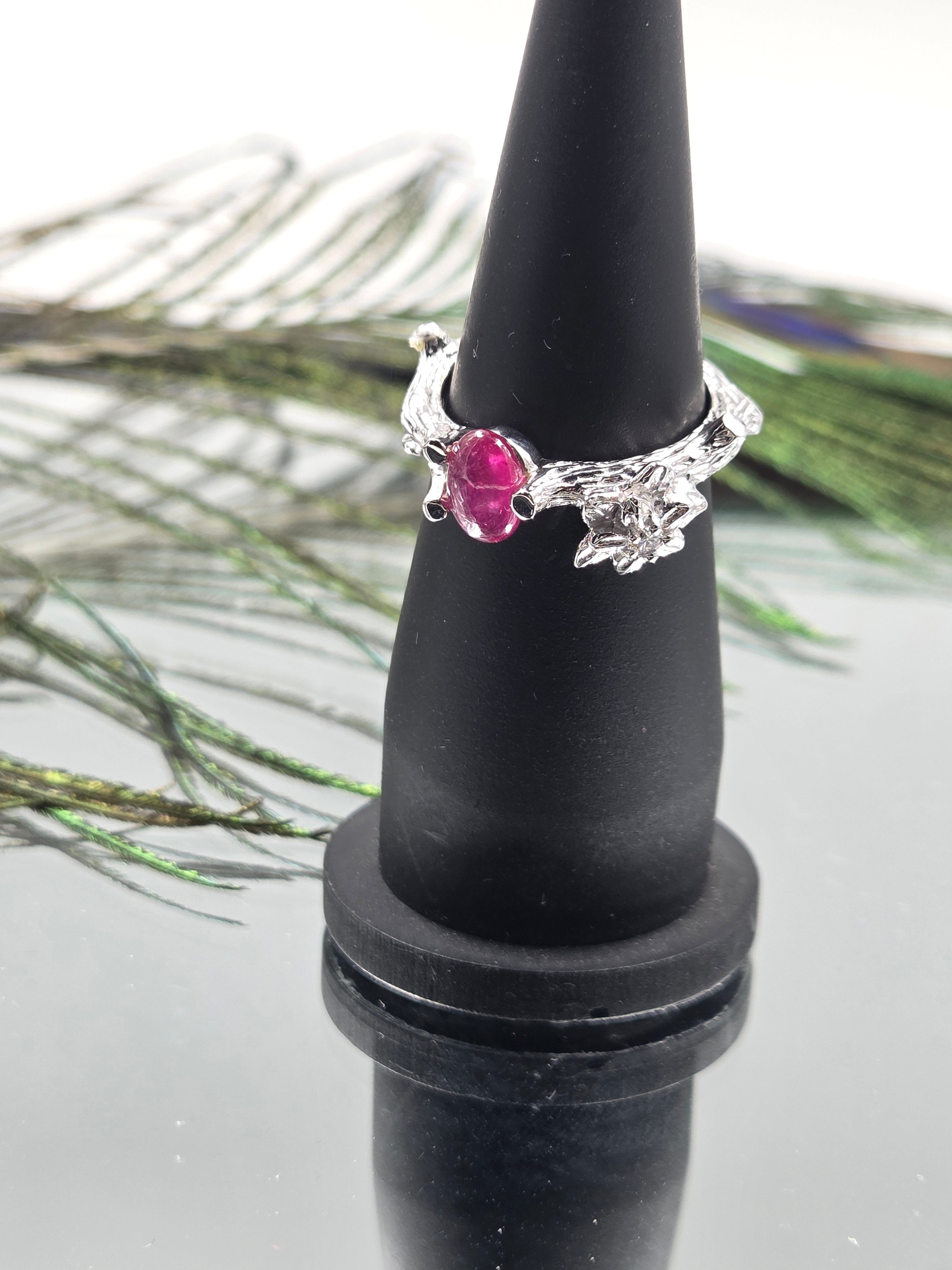 GF Ruby & Lab-Grown Diamond Sterling Silver Ring with Certificate