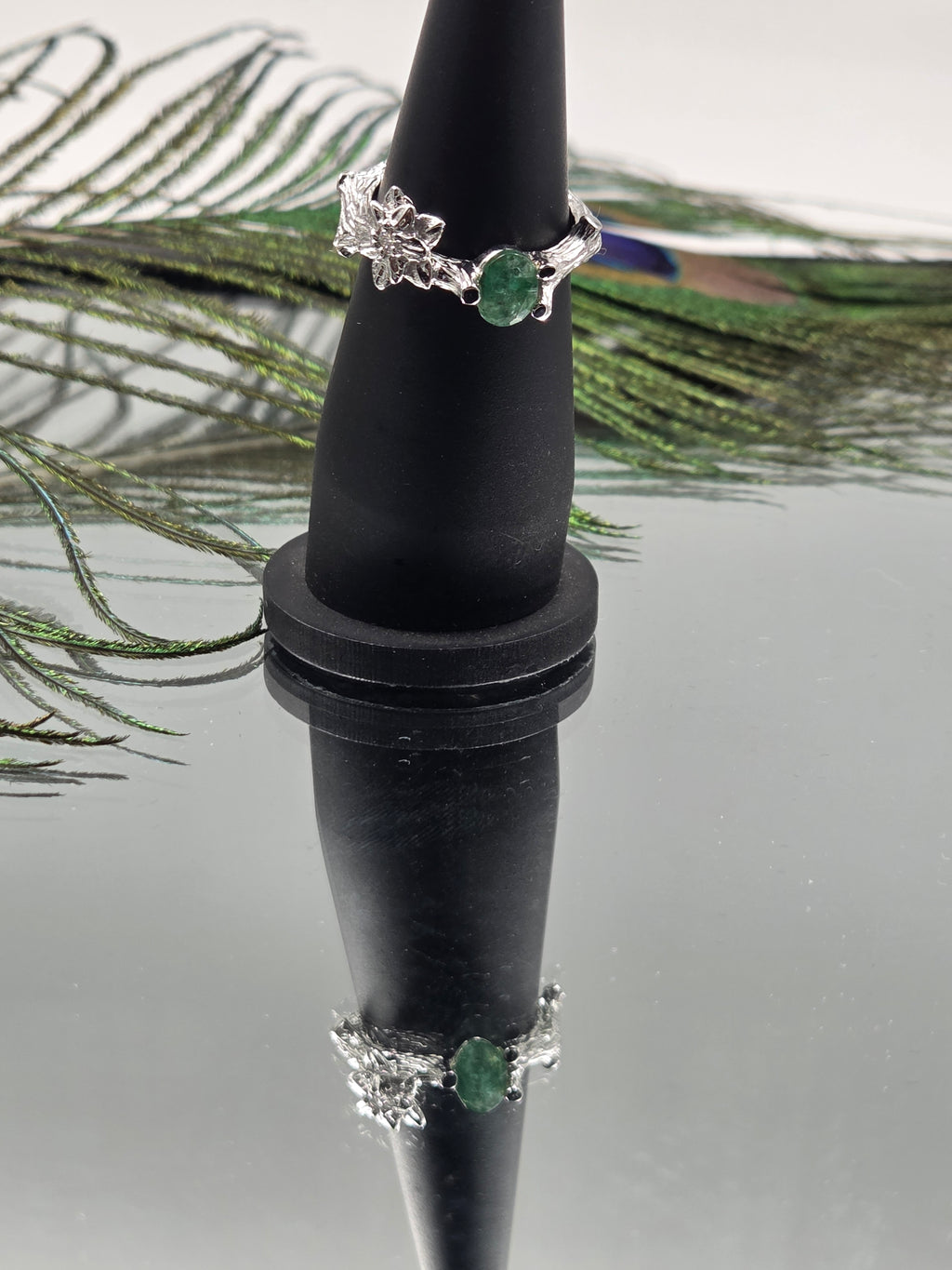 Natural Emerald & Lab-Grown Diamond Sterling Silver Ring with Certificate