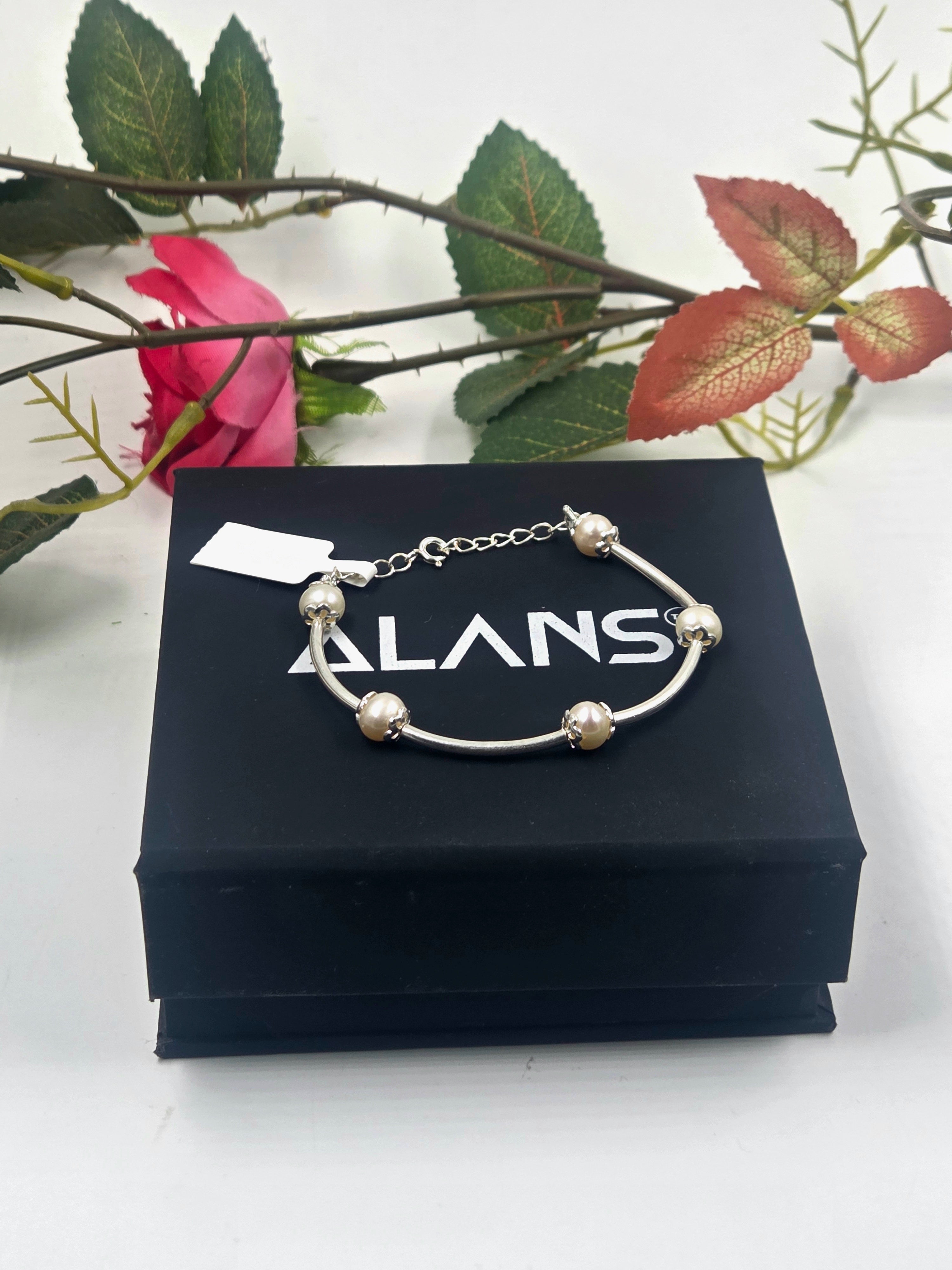 Five Pearl Freshwater Bracelet in Sterling Silver