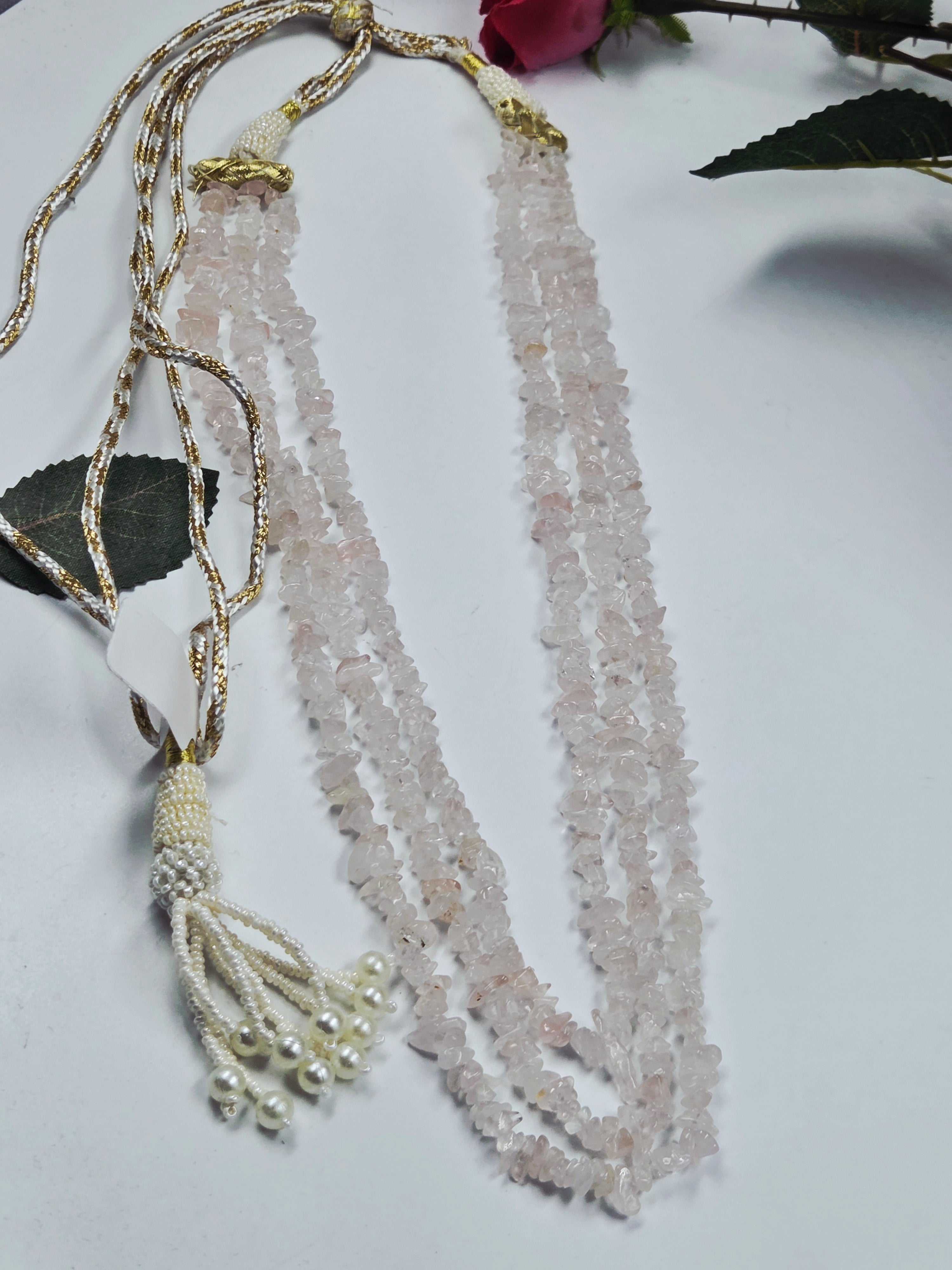 3-Line Rose Quartz Necklace – Sarafa Style