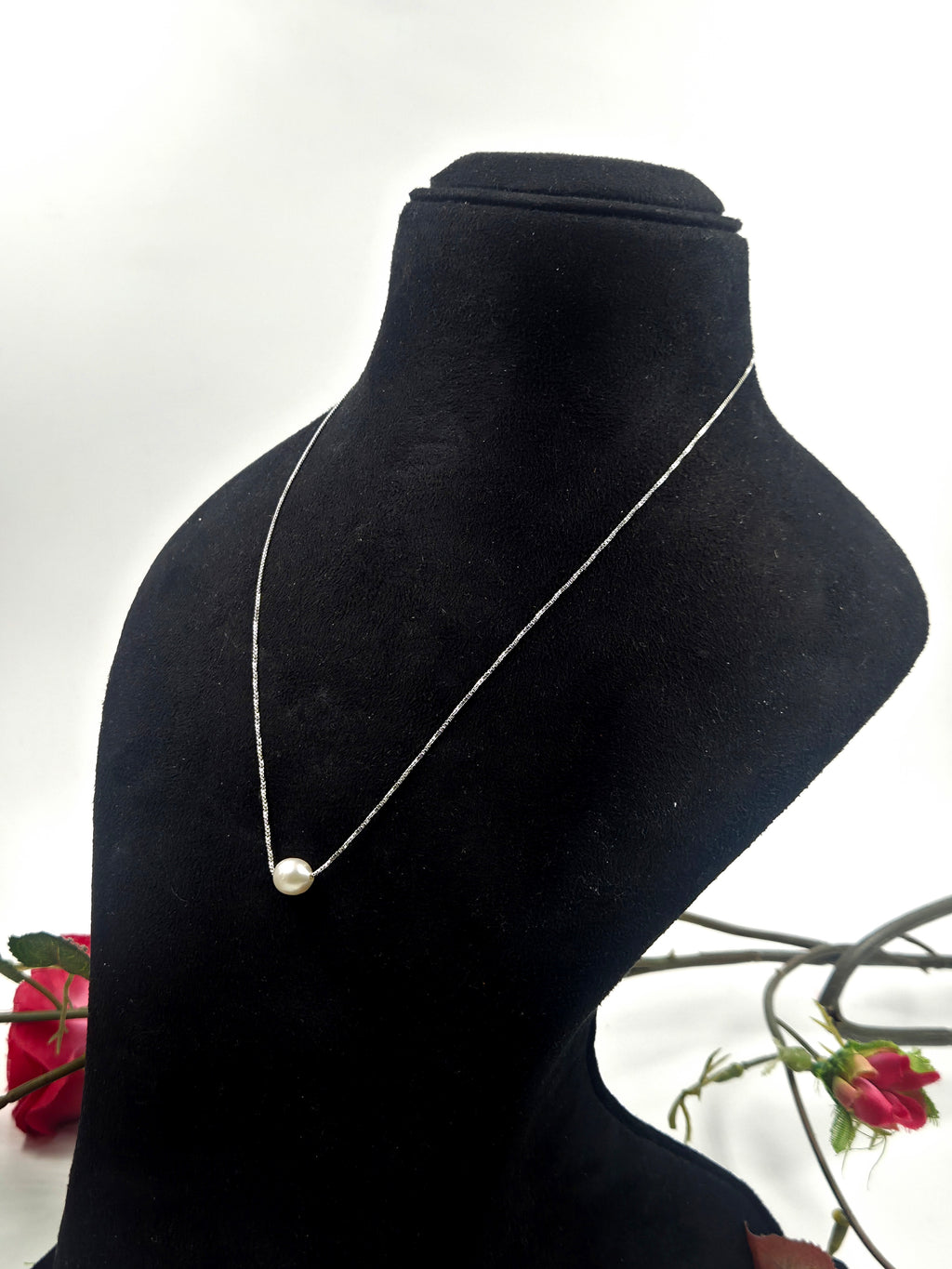 Sterling Silver Chain with Single Freshwater Pearl