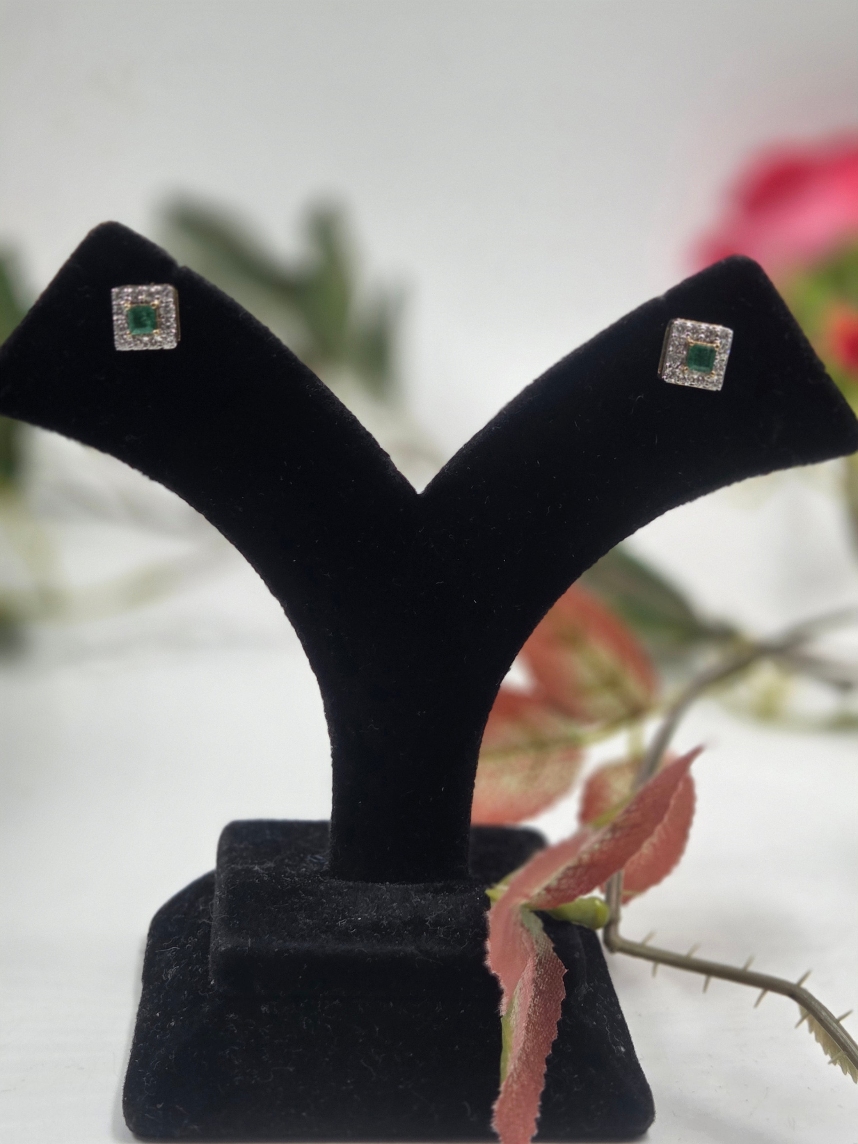 Lab-Grown Diamond & Natural Emerald Freshwater Pearl Choker Set with Earrings in Sterling Silver