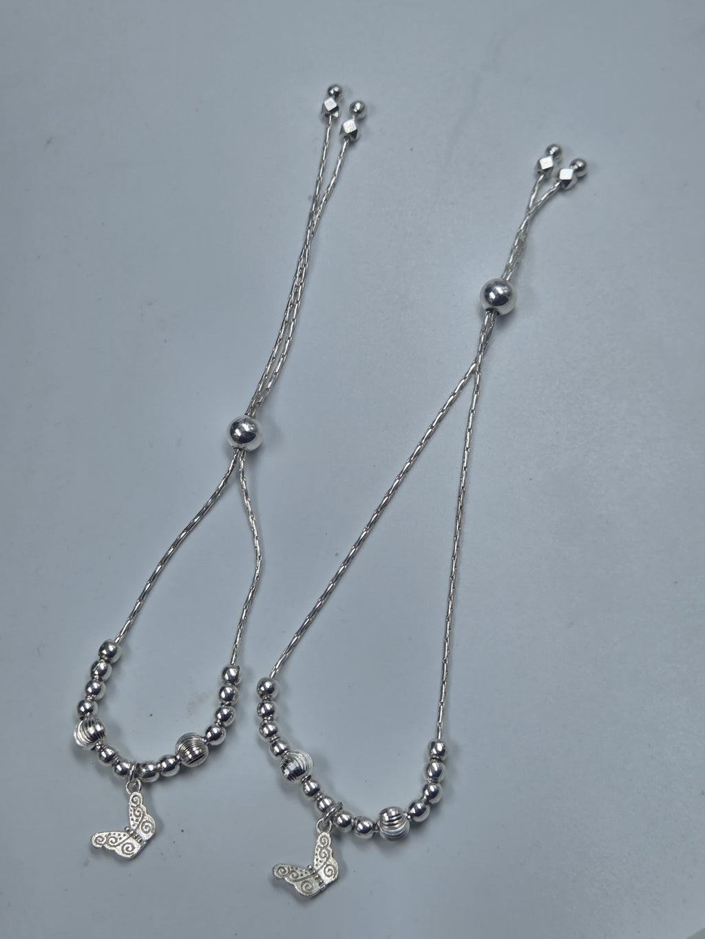 925 Sterling Silver Anklet Pair – Adjustable | 8.91g