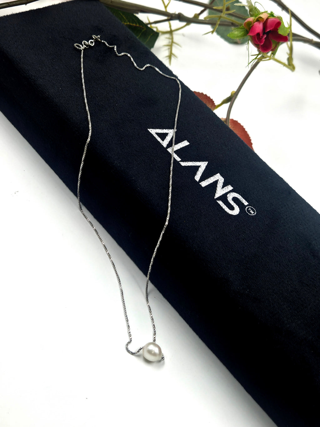 Sterling Silver Chain with Single Freshwater Pearl