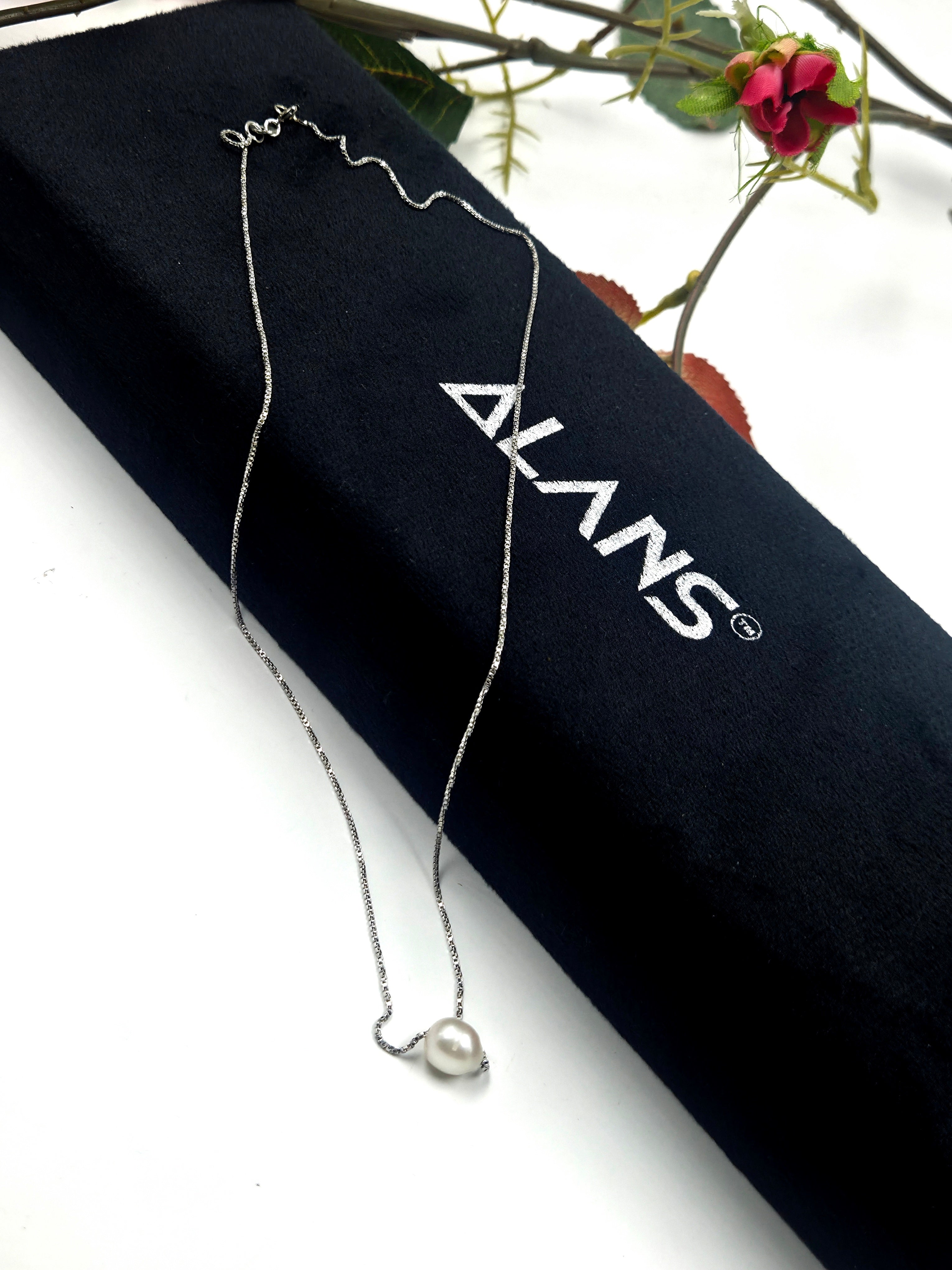 Sterling Silver Chain with Single Freshwater Pearl