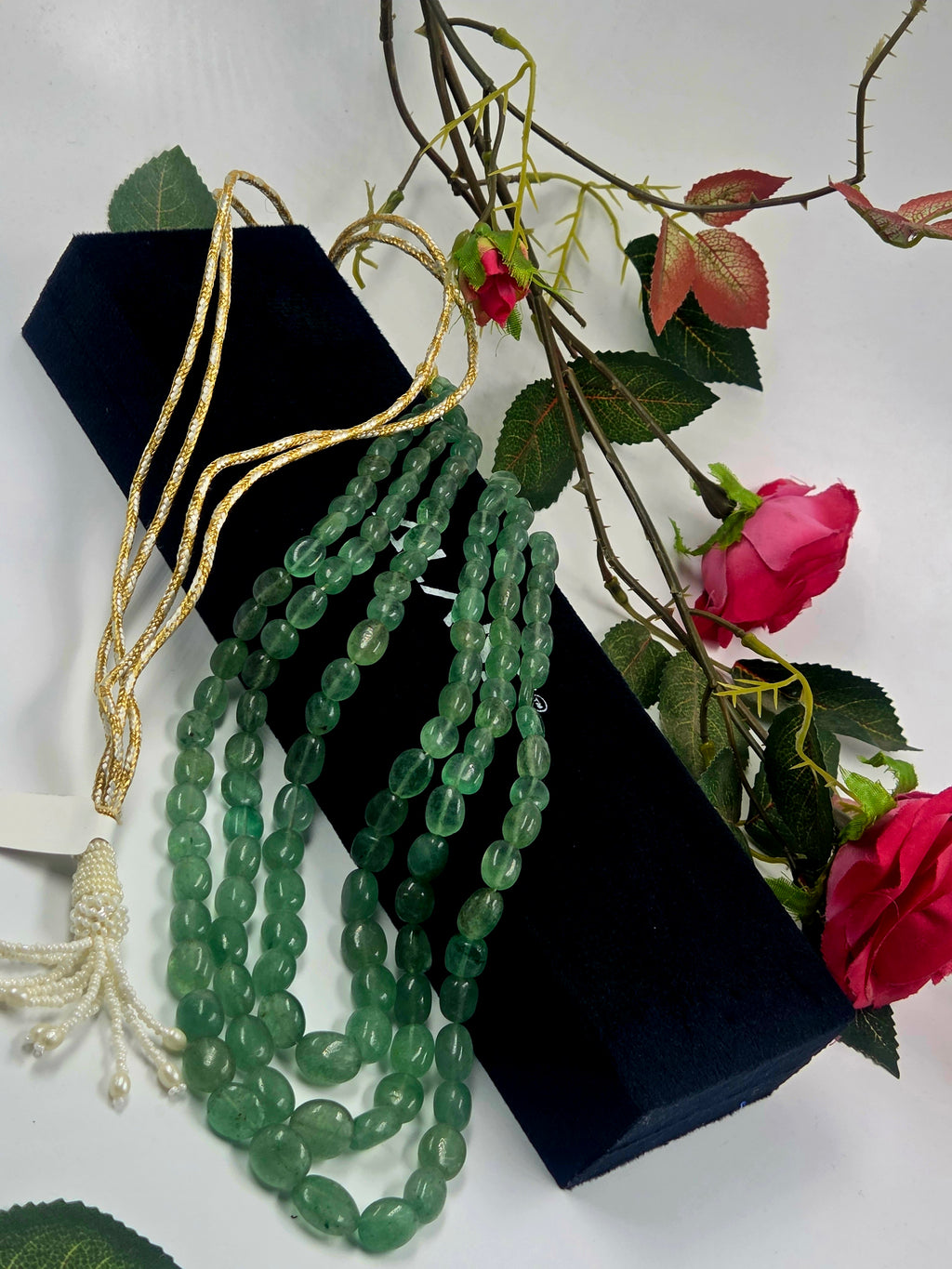 Strawberry Quartz 3-Line Necklace (Sarafa Style)